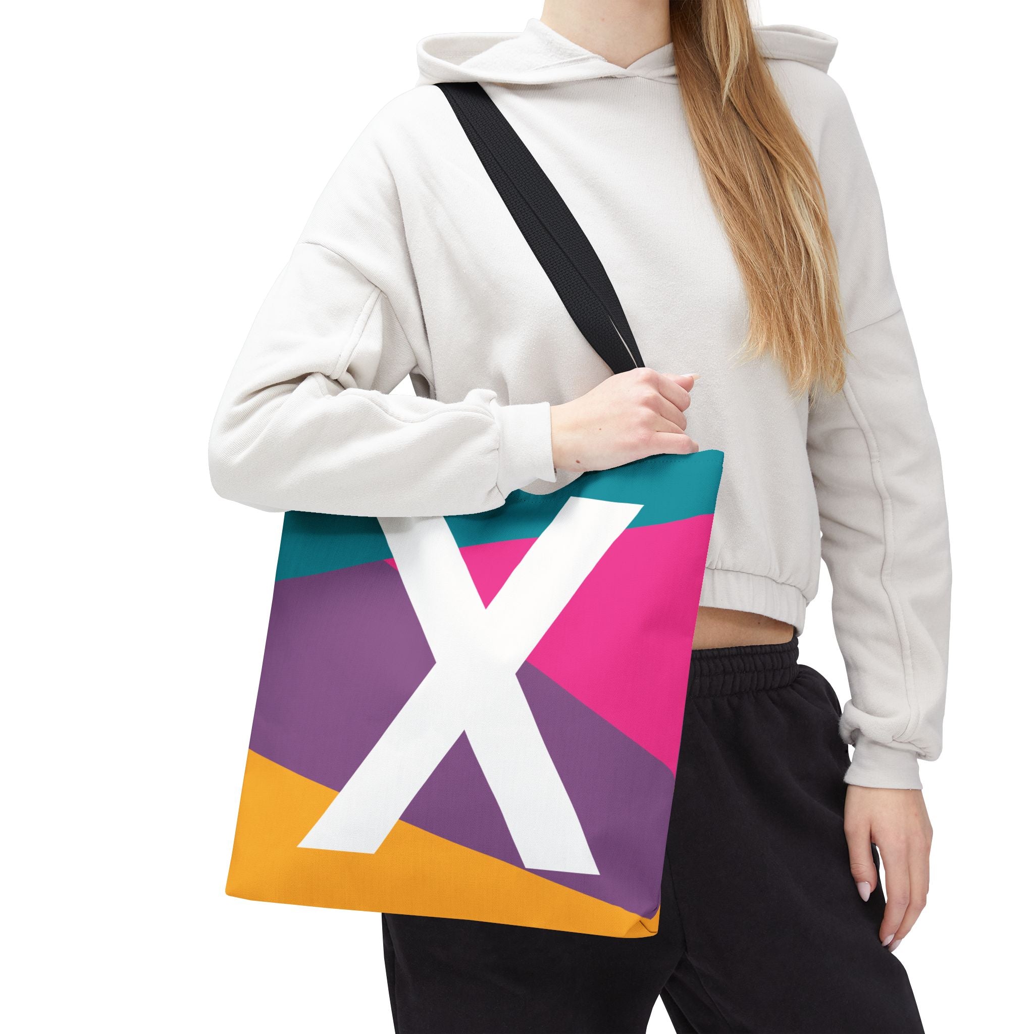 Monogram 'X' Colorblock Tote Bag — Personalized Initial X Shoulder Tote