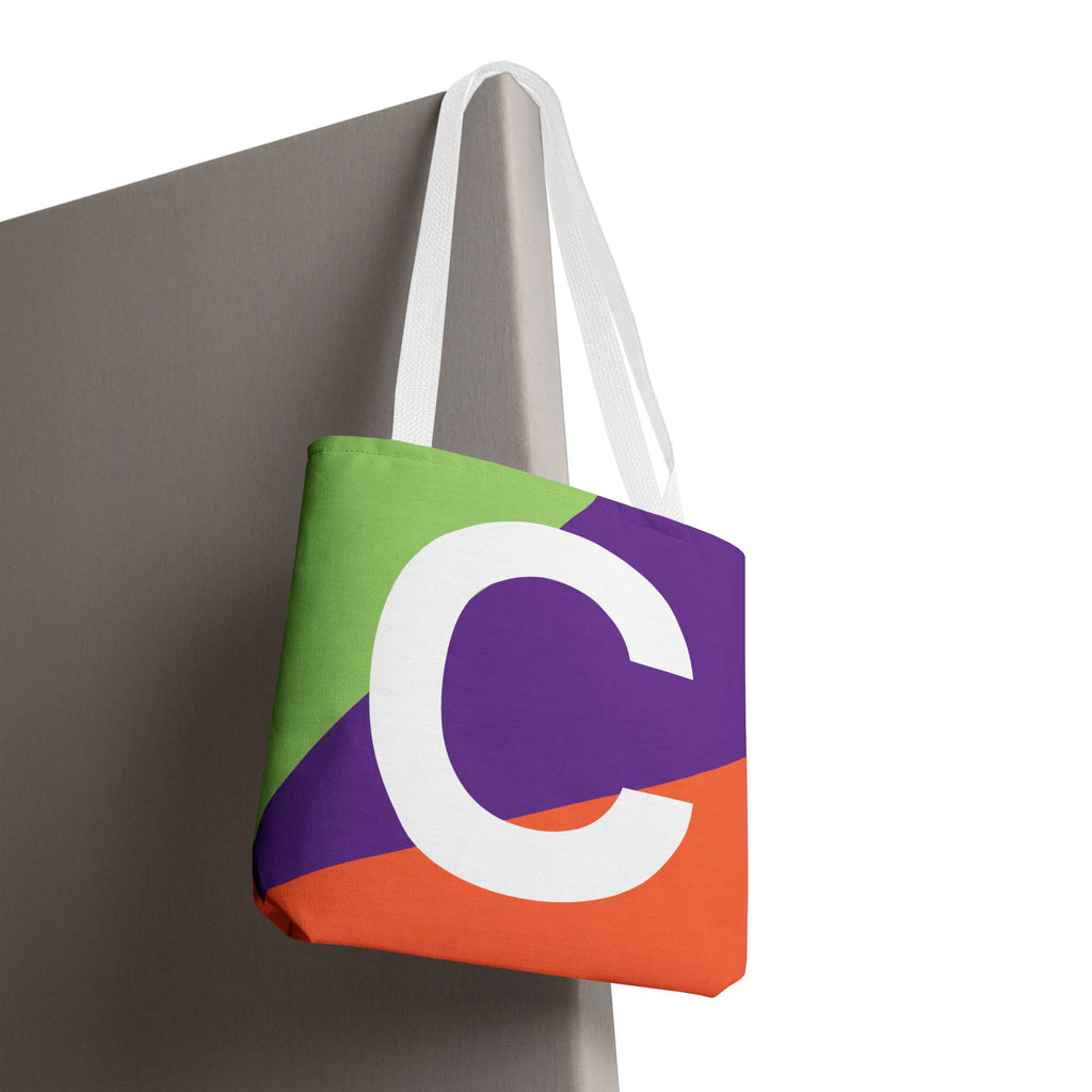 Monogram 'C' Colorblock Tote Bag — Personalized Initial C Shoulder Tote
