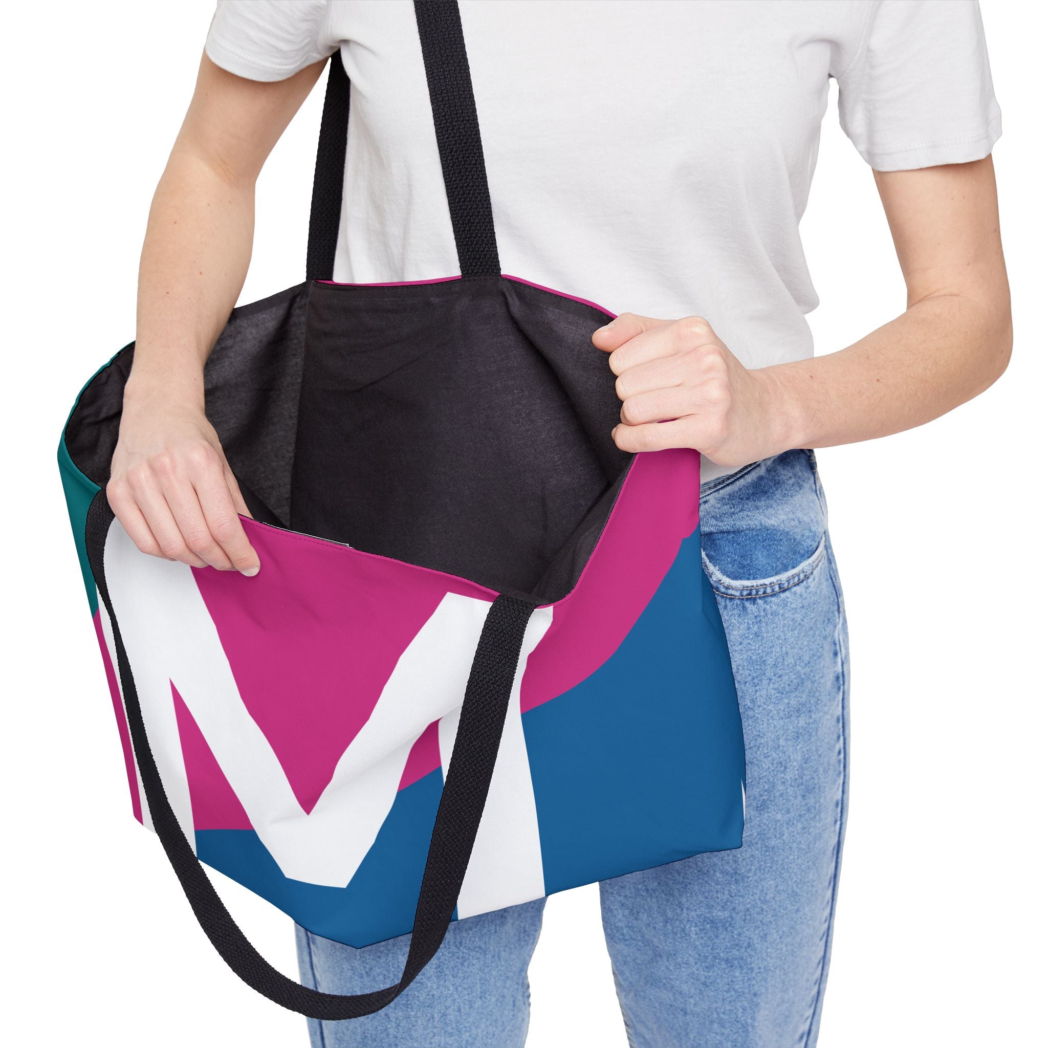 Personalized 'M' Colorblock Tote Bag — Monogram Weekender Tote