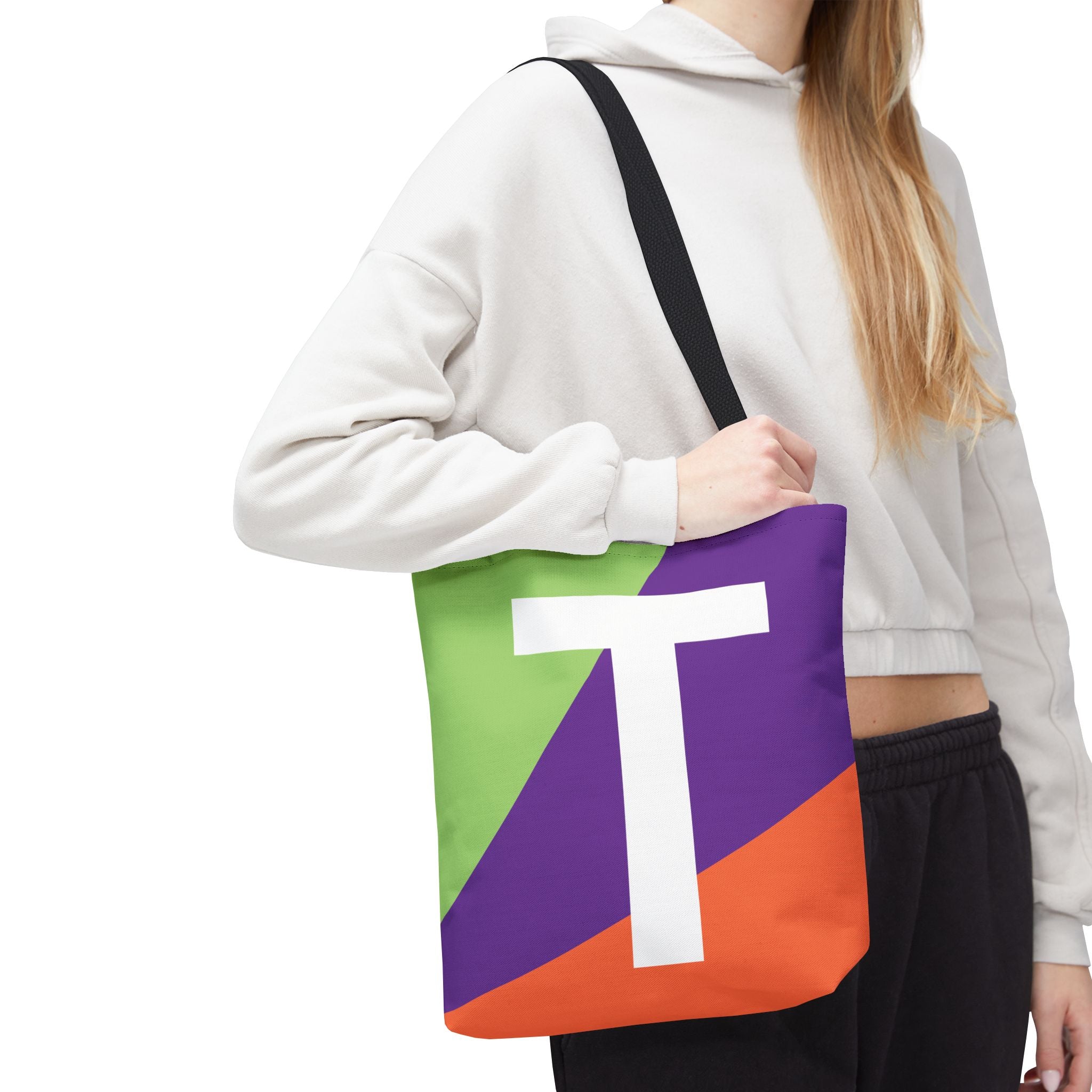 Monogram 'T' Colorblock Tote Bag — Personalized Initial T Shoulder Tote