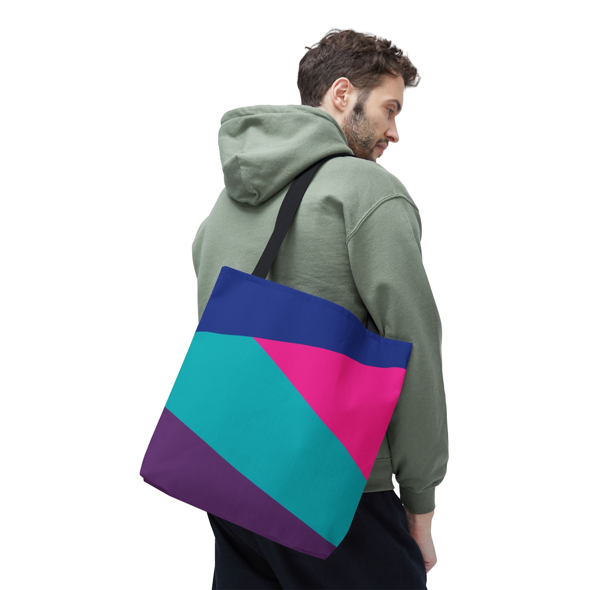 Retro 80s & 90s Inspired Color Block Tote Bag | Stylish Everyday Canvas Shoulder Bag