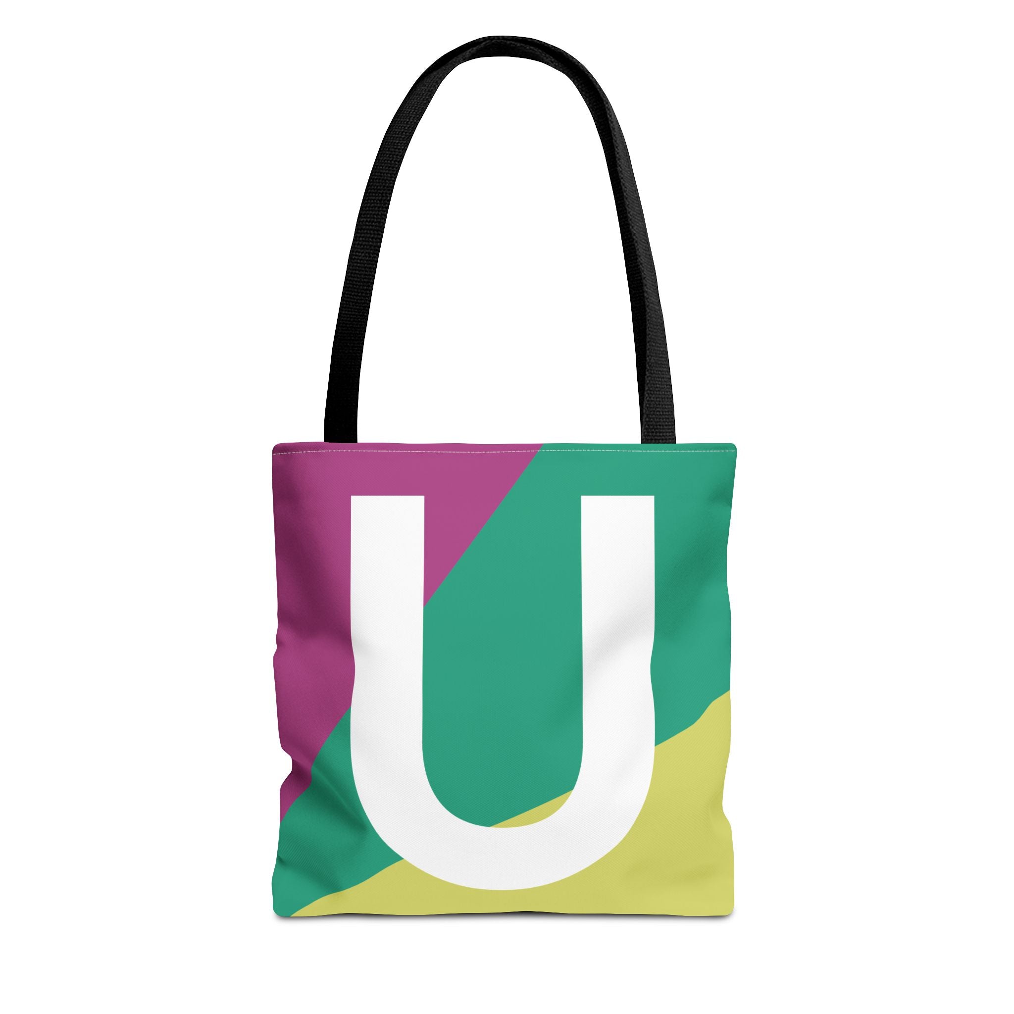 Monogram 'U' Colorblock Tote Bag — Personalized Initial U Shoulder Tote