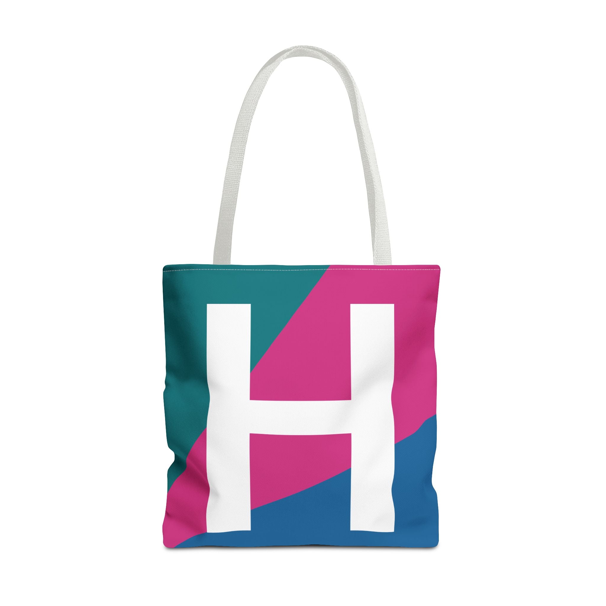 Monogram 'H' Colorblock Tote Bag — Personalized Initial H Shoulder Tote