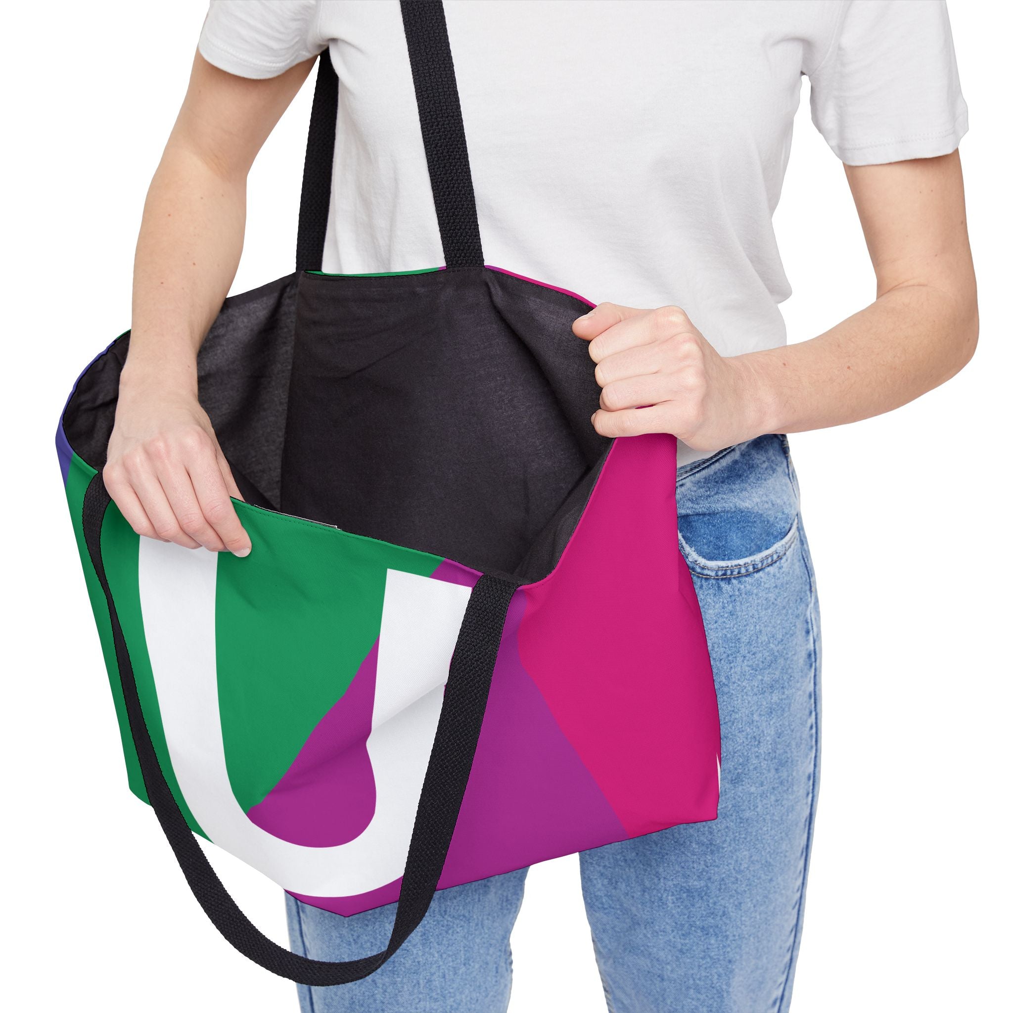 Personalized 'U' Colorblock Tote Bag — Monogram Weekender Tote