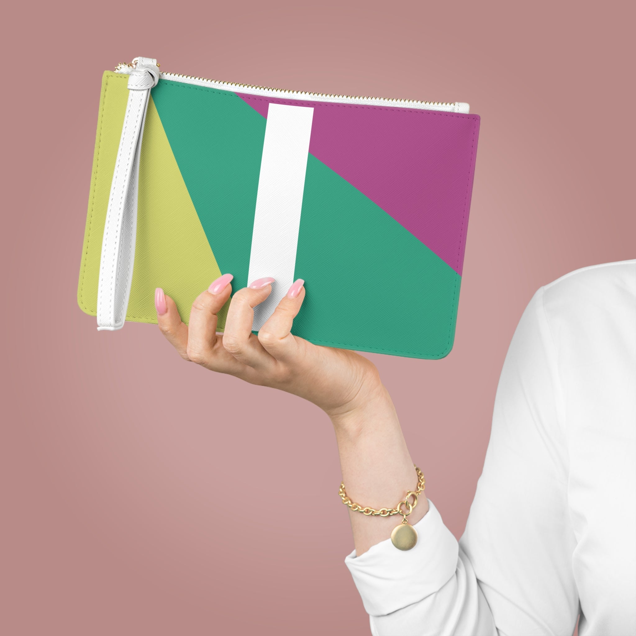 Monogram 'I' Colorblock Clutch Bag — Bold Geometric Wristlet for Everyday & Gifts