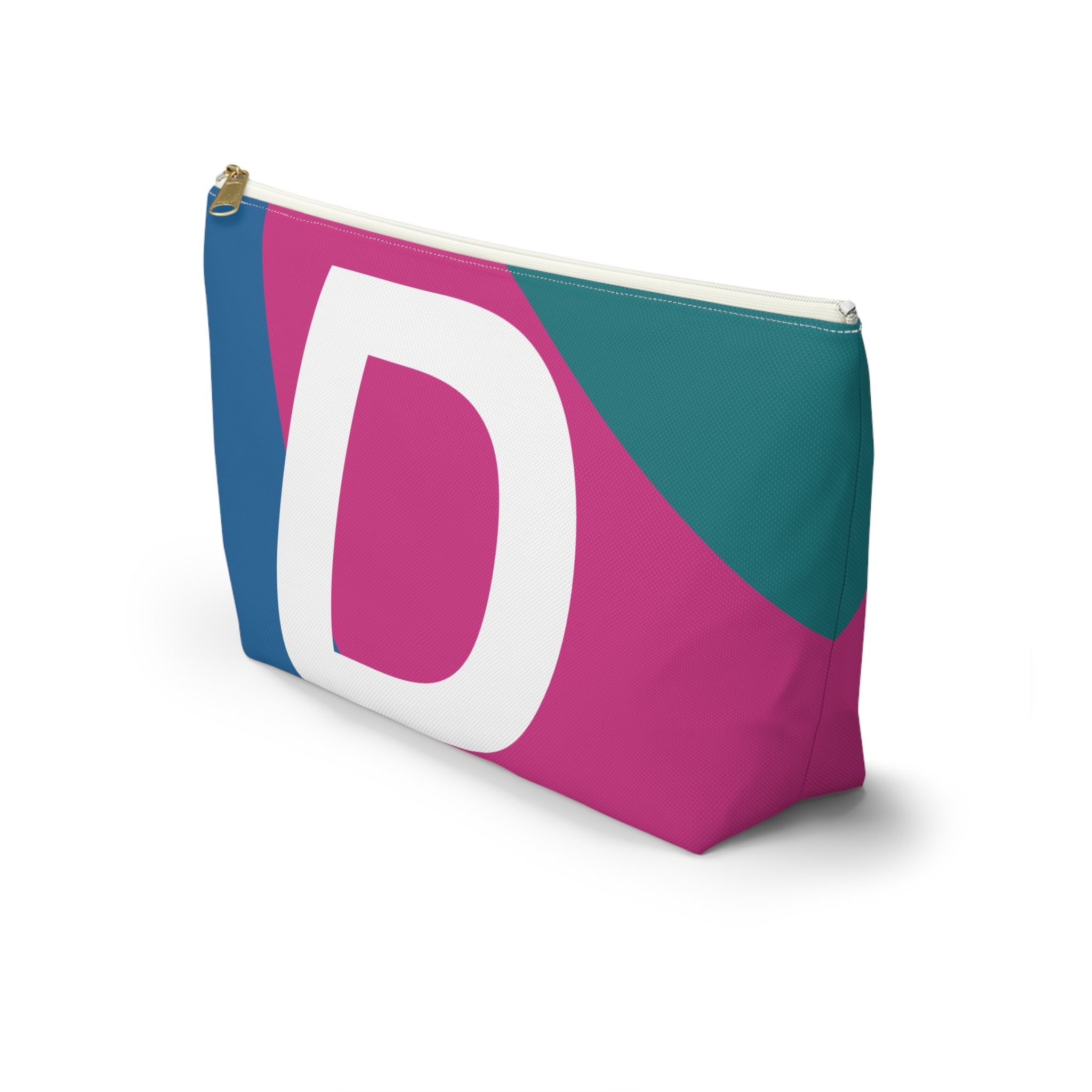 Initials Colorblock Accessory Pouch — Monogram D T-Bottom Cosmetic Bag