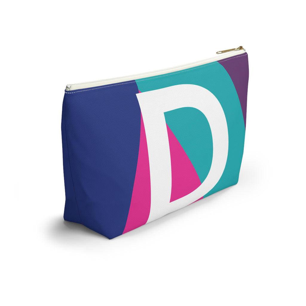 Initials Colorblock Accessory Pouch — Monogram D T-Bottom Cosmetic Bag