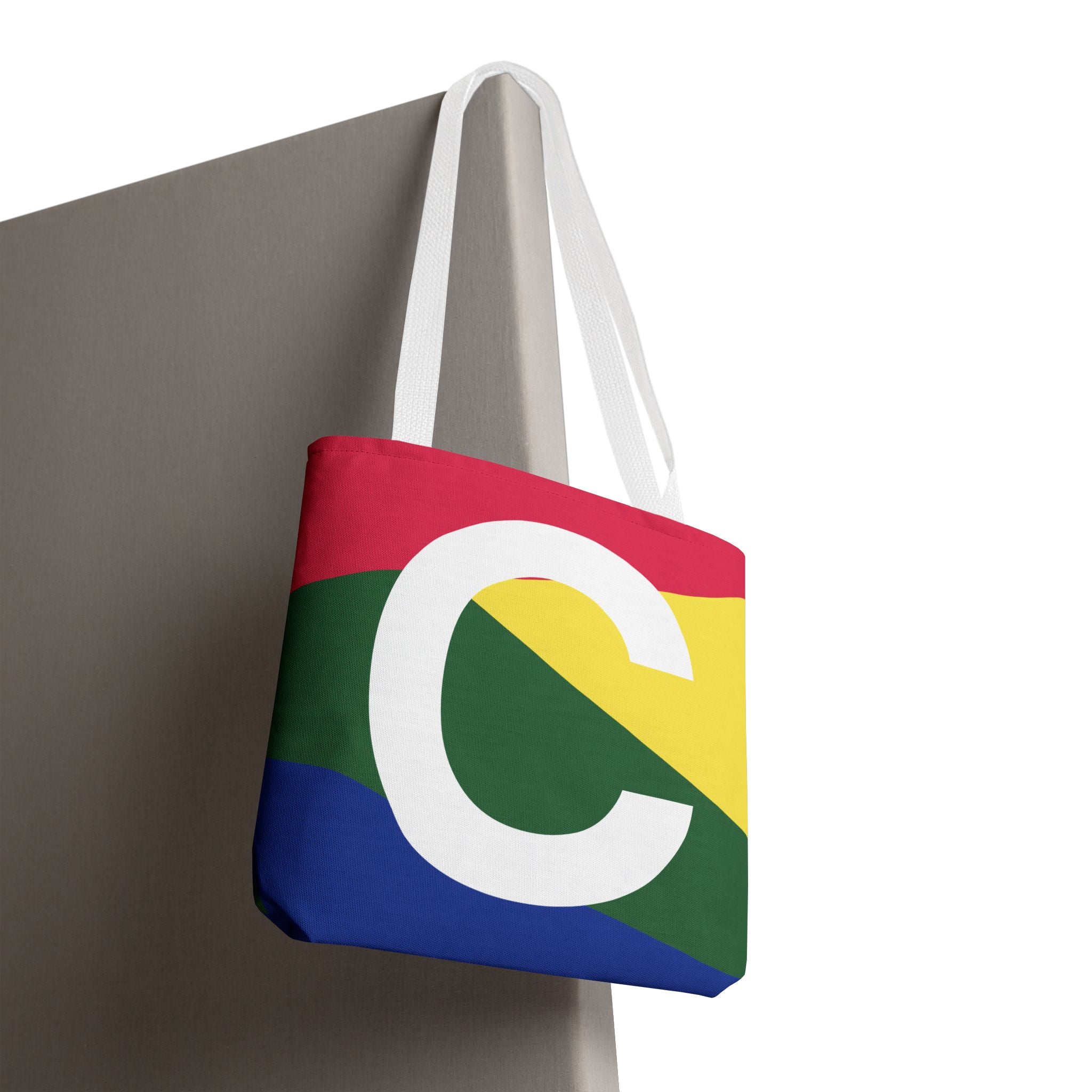 Monogram 'C' Colorblock Tote Bag — Personalized Initial C Shoulder Tote