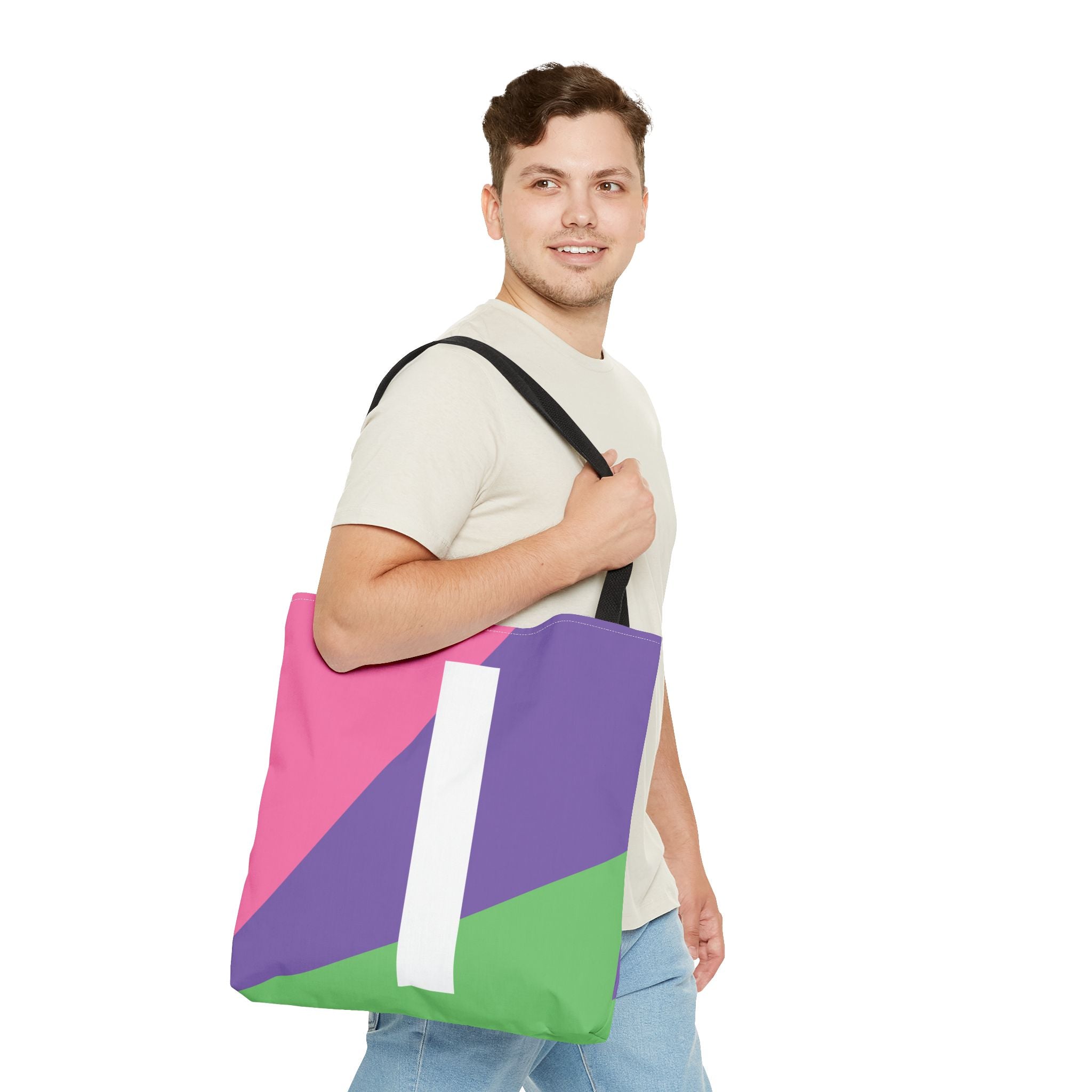 Monogram 'I' Colorblock Tote Bag — Personalized Initial I Shoulder Tote
