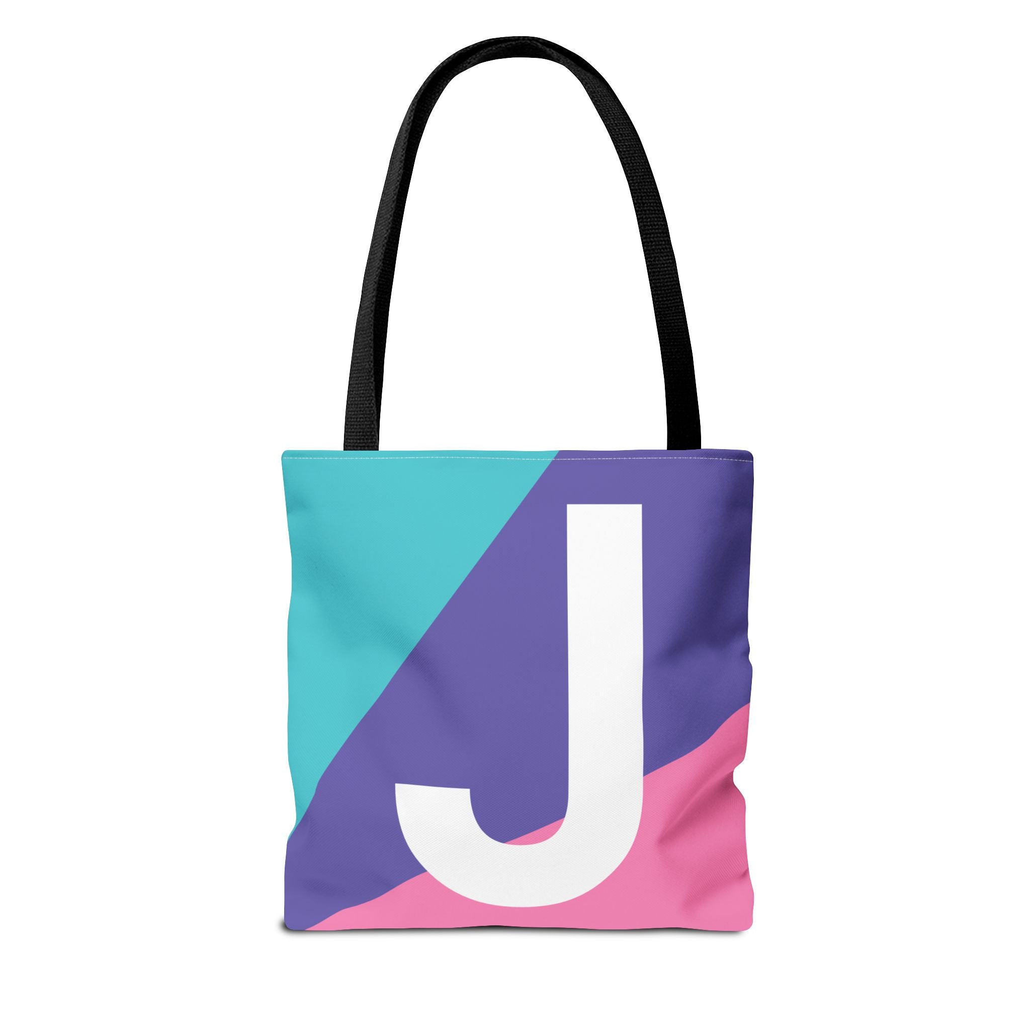 Monogram 'J' Colorblock Tote Bag — Personalized Initial J Shoulder Tote