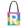 Monogram 'R' Colorblock Tote Bag — Personalized Initial R Shoulder Tote