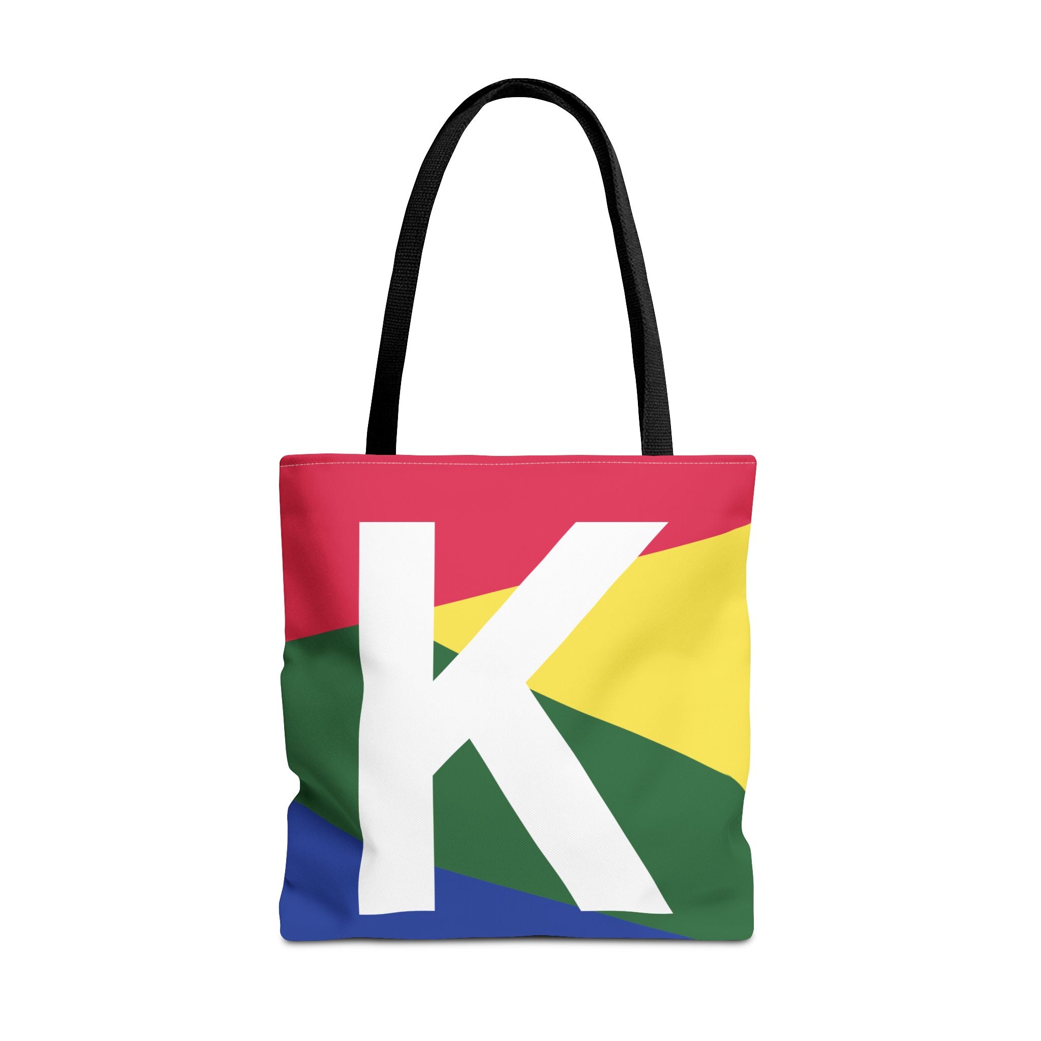 Monogram 'K' Colorblock Tote Bag — Personalized Initial K Shoulder Tote