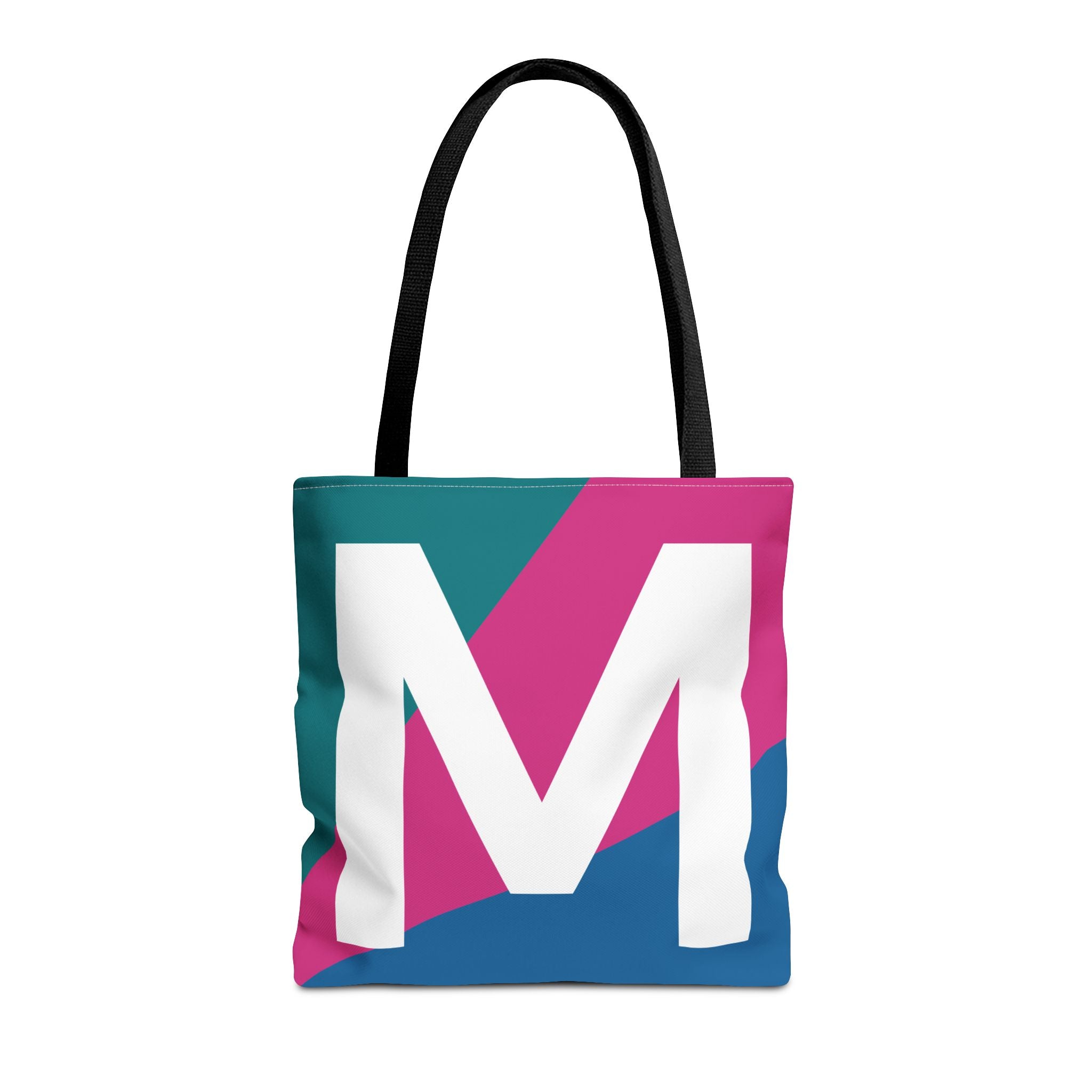 Monogram 'M' Colorblock Tote Bag — Personalized Initial M Shoulder Tote