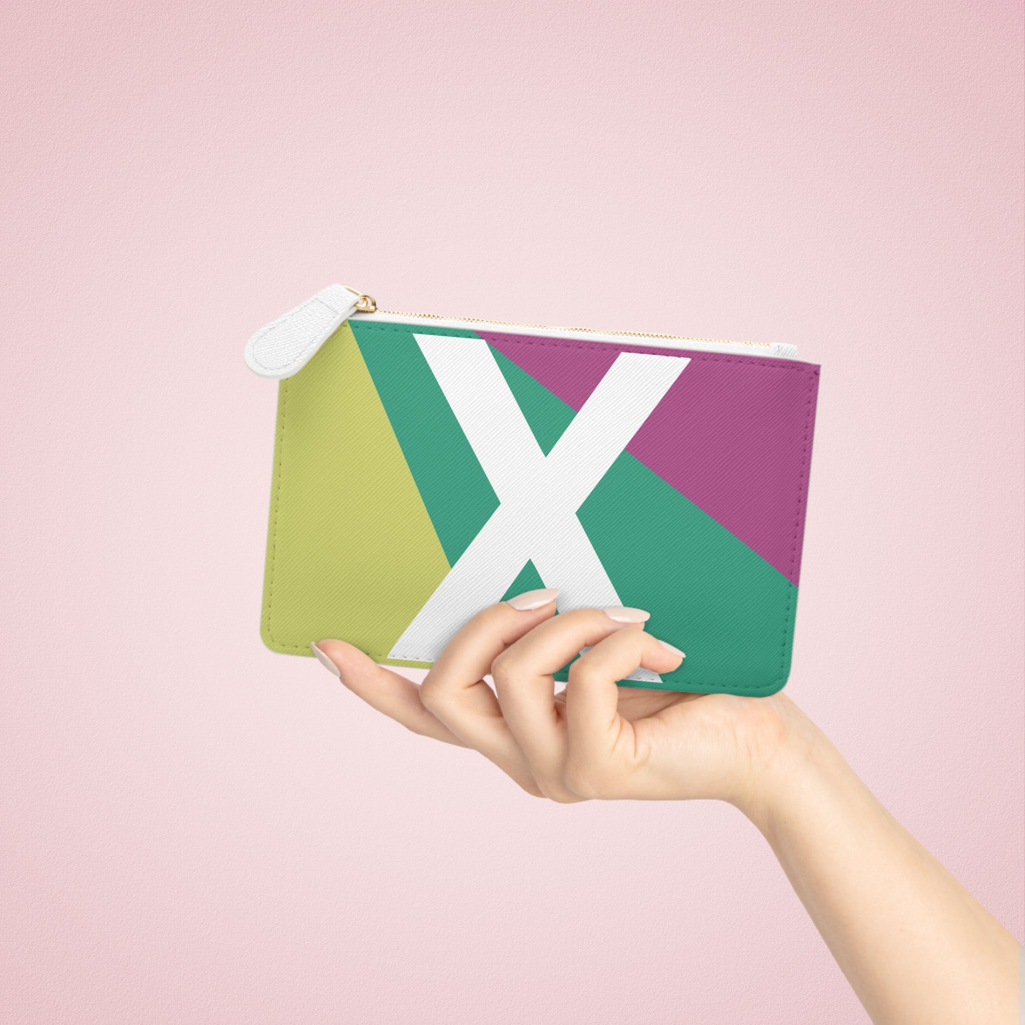 Initial X Mini Clutch — Colorblock Monogram Wristlet Wallet
