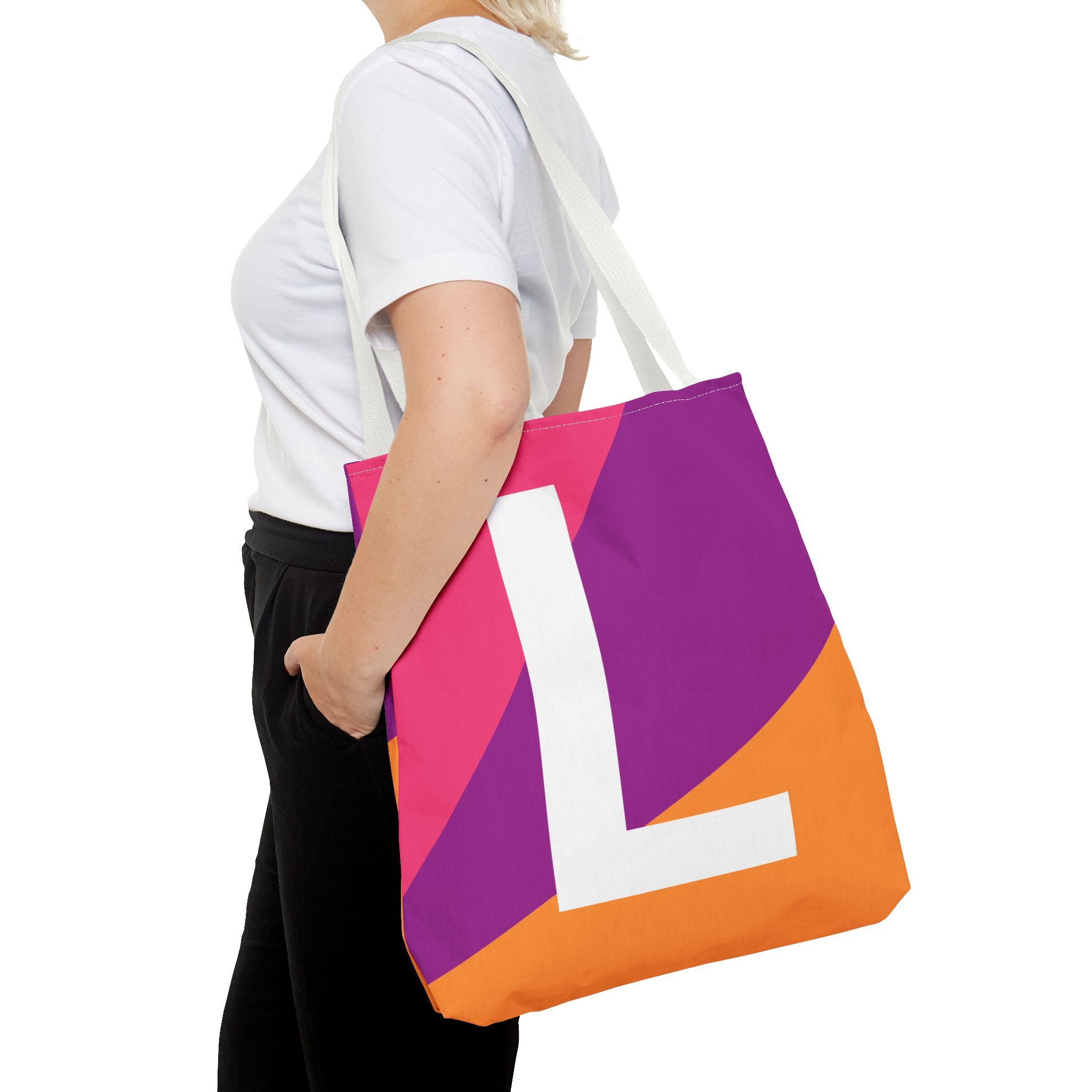 Monogram 'L' Colorblock Tote Bag — Personalized Initial L Shoulder Tote
