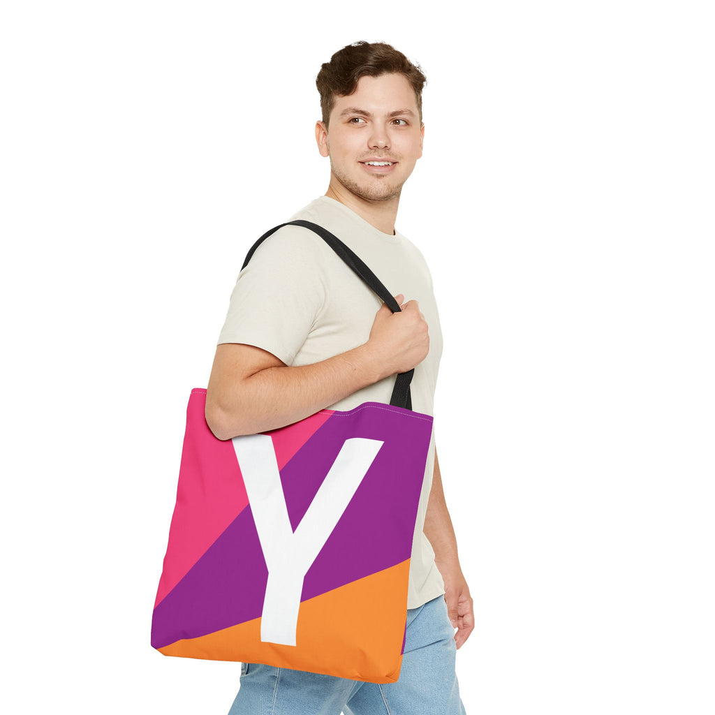 Monogram 'Y' Colorblock Tote Bag — Personalized Initial Y Shoulder Tote