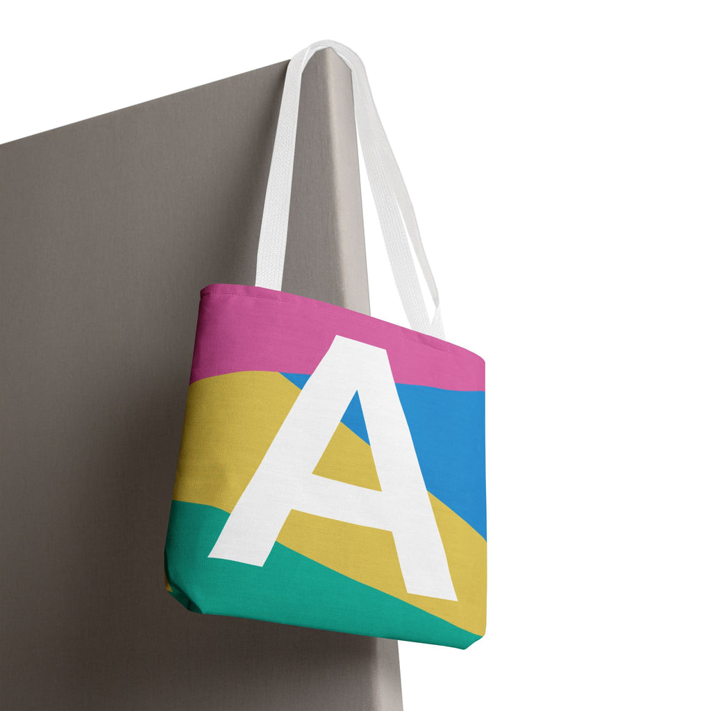 Monogram 'A' Colorblock Tote Bag — Personalized Initial A Shoulder Tote