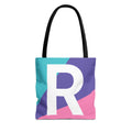 Monogram 'R' Colorblock Tote Bag — Personalized Initial R Shoulder Tote