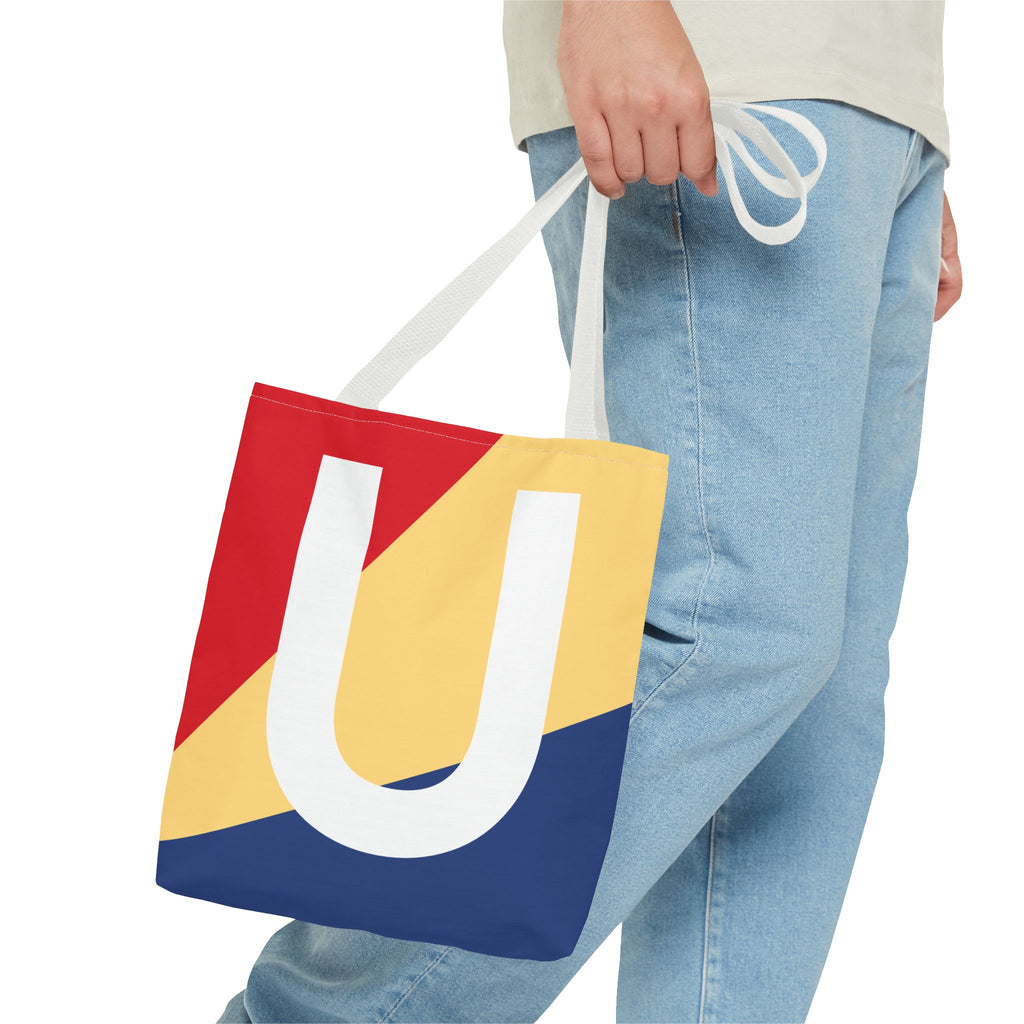 Monogram 'U' Colorblock Tote Bag — Personalized Initial U Shoulder Tote
