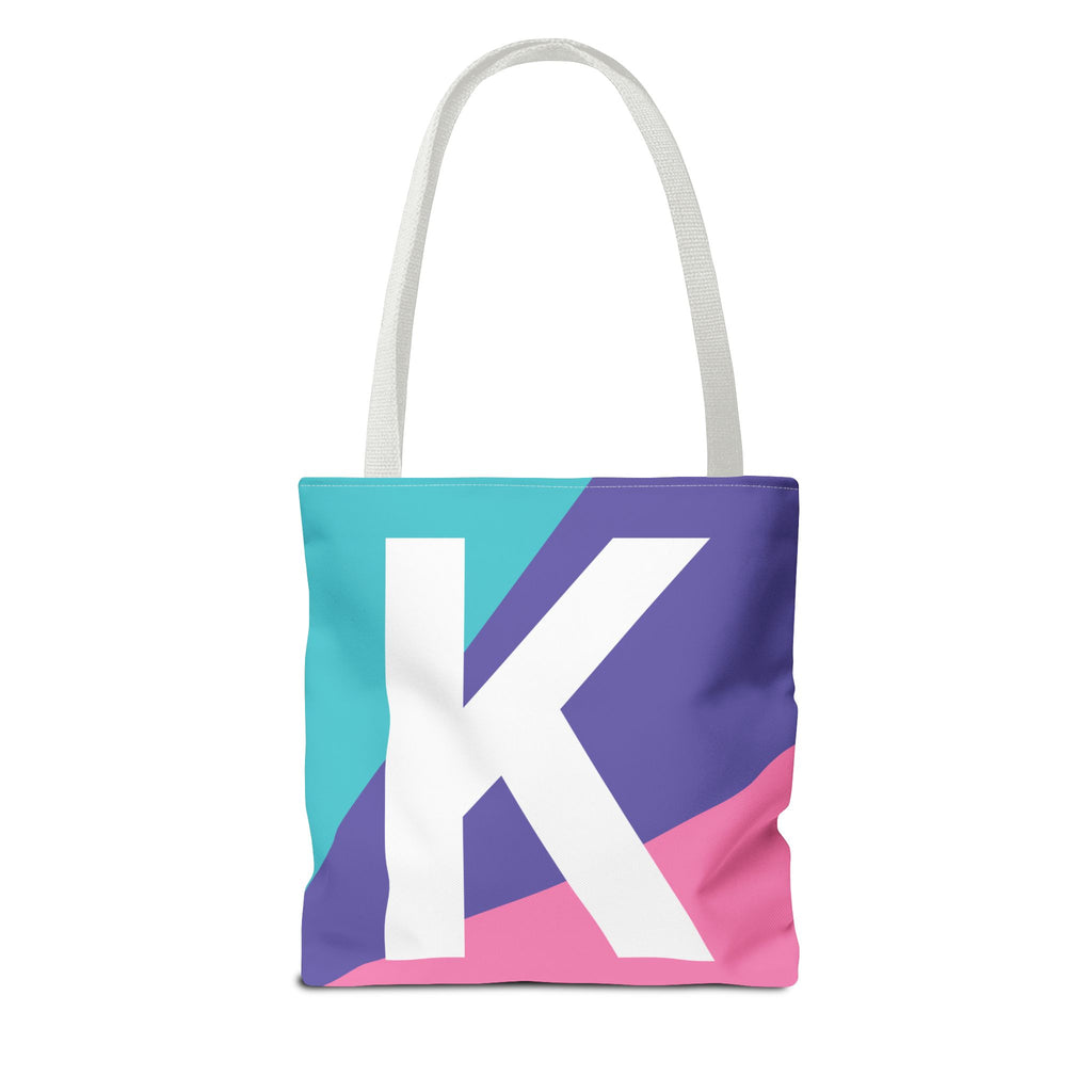 Monogram 'K' Colorblock Tote Bag — Personalized Initial K Shoulder Tote