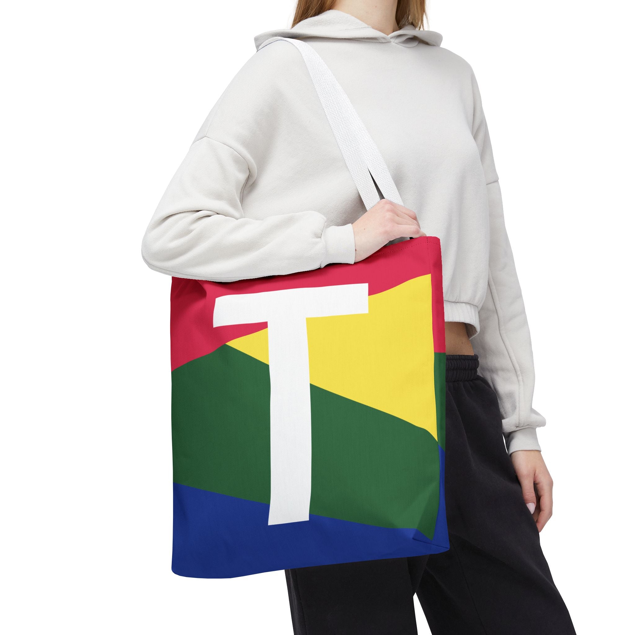 Monogram 'T' Colorblock Tote Bag — Personalized Initial T Shoulder Tote