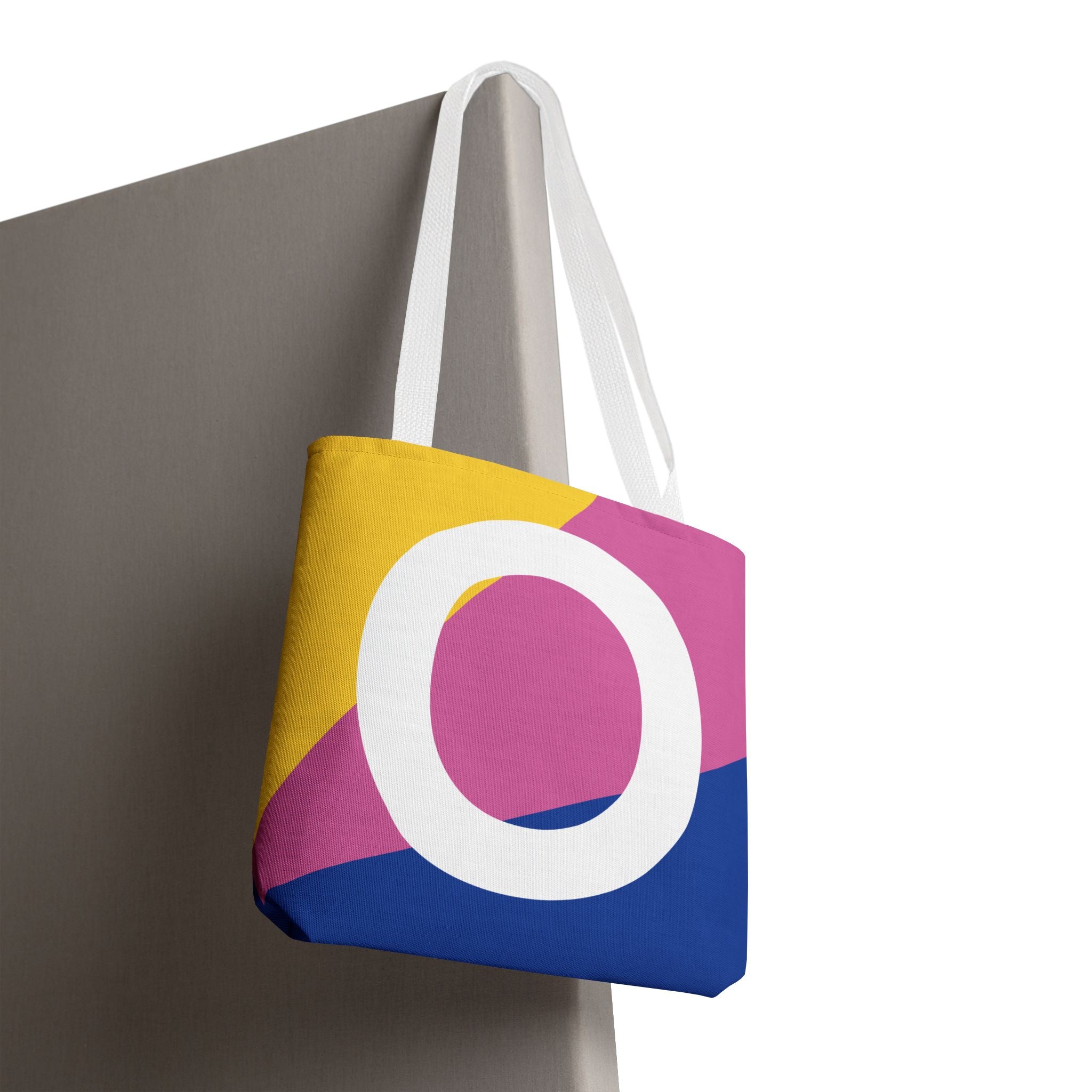 Monogram 'O' Colorblock Tote Bag — Personalized Initial O Shoulder Tote