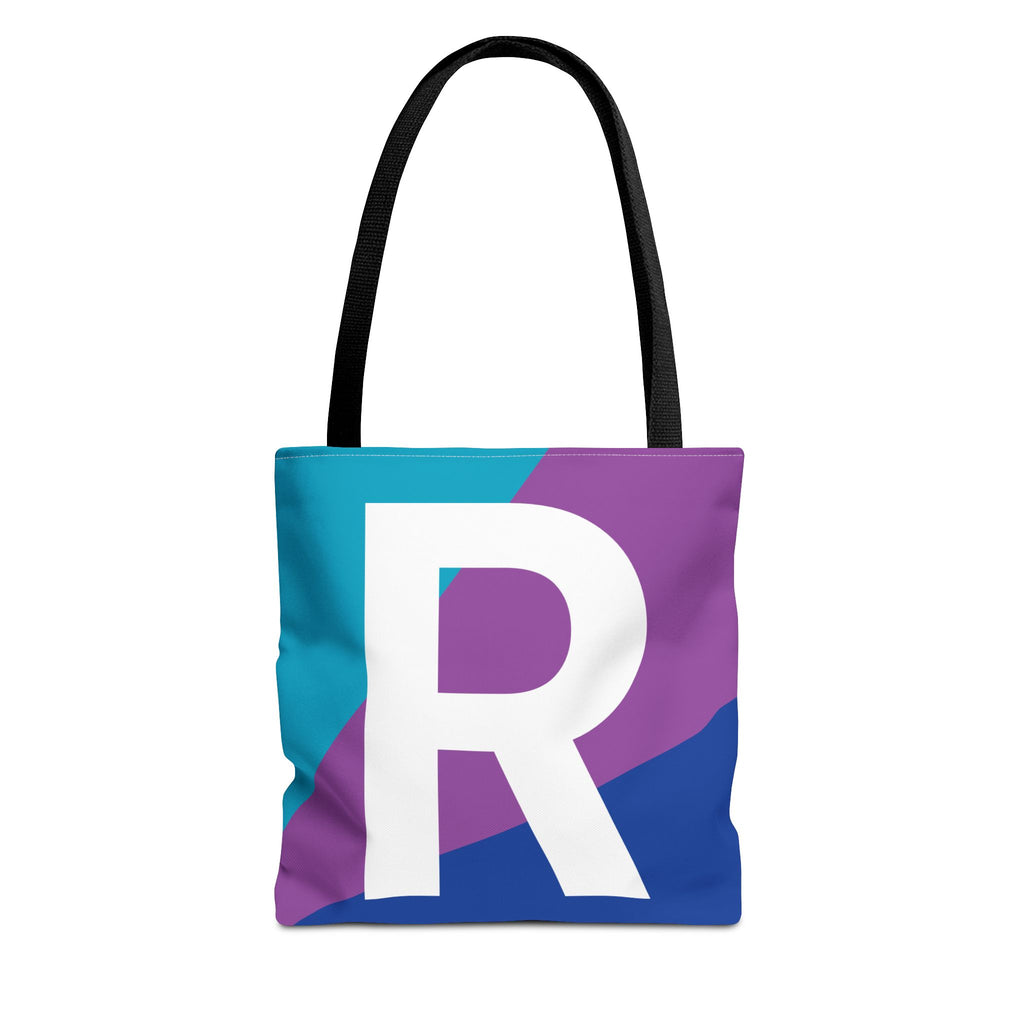 Monogram 'R' Colorblock Tote Bag — Personalized Initial R Shoulder Tote