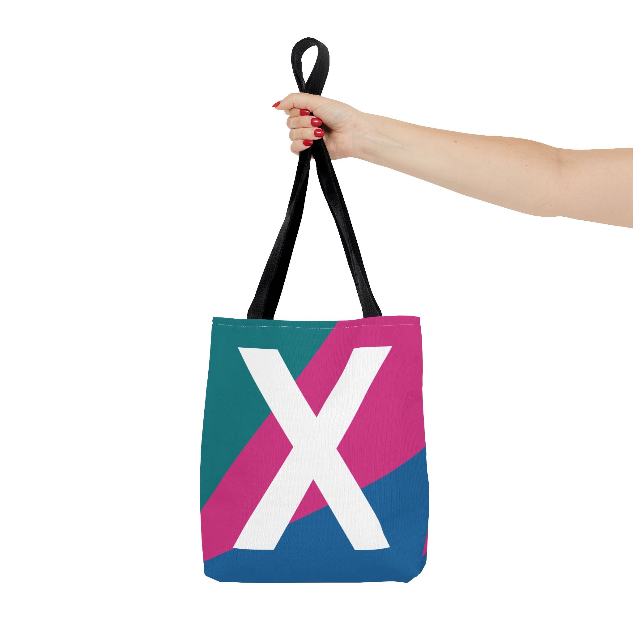 Monogram 'X' Colorblock Tote Bag — Personalized Initial X Shoulder Tote