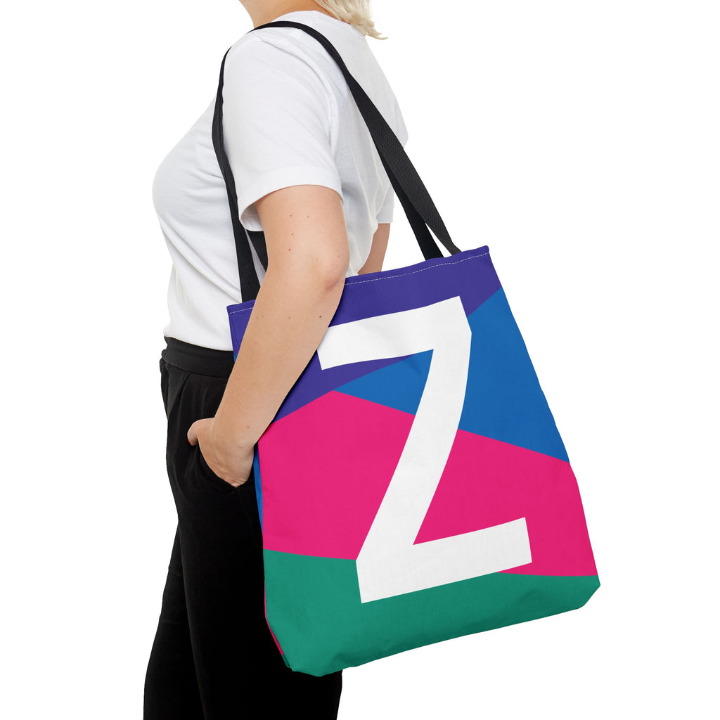 Monogram 'Z' Colorblock Tote Bag — Personalized Initial Z Shoulder Tote