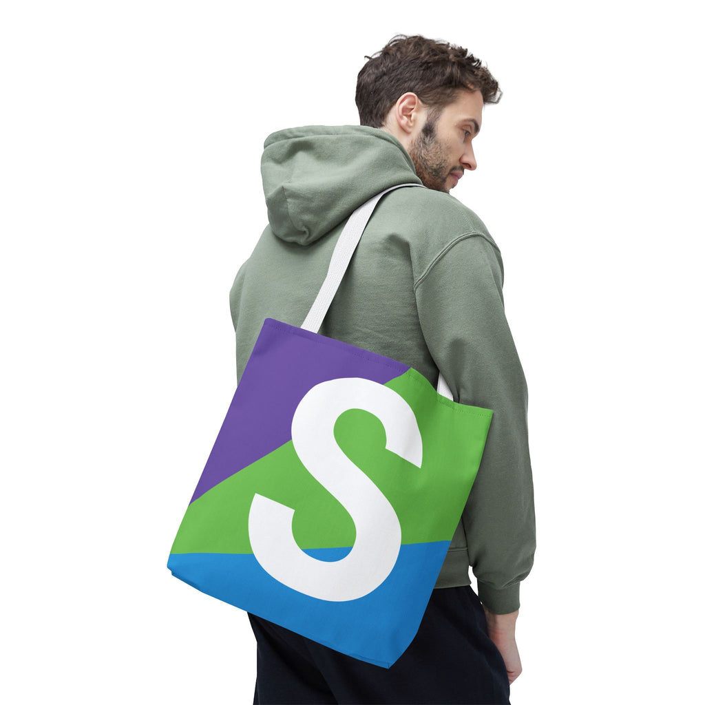 Monogram 'S' Colorblock Tote Bag — Personalized Initial S Shoulder Tote