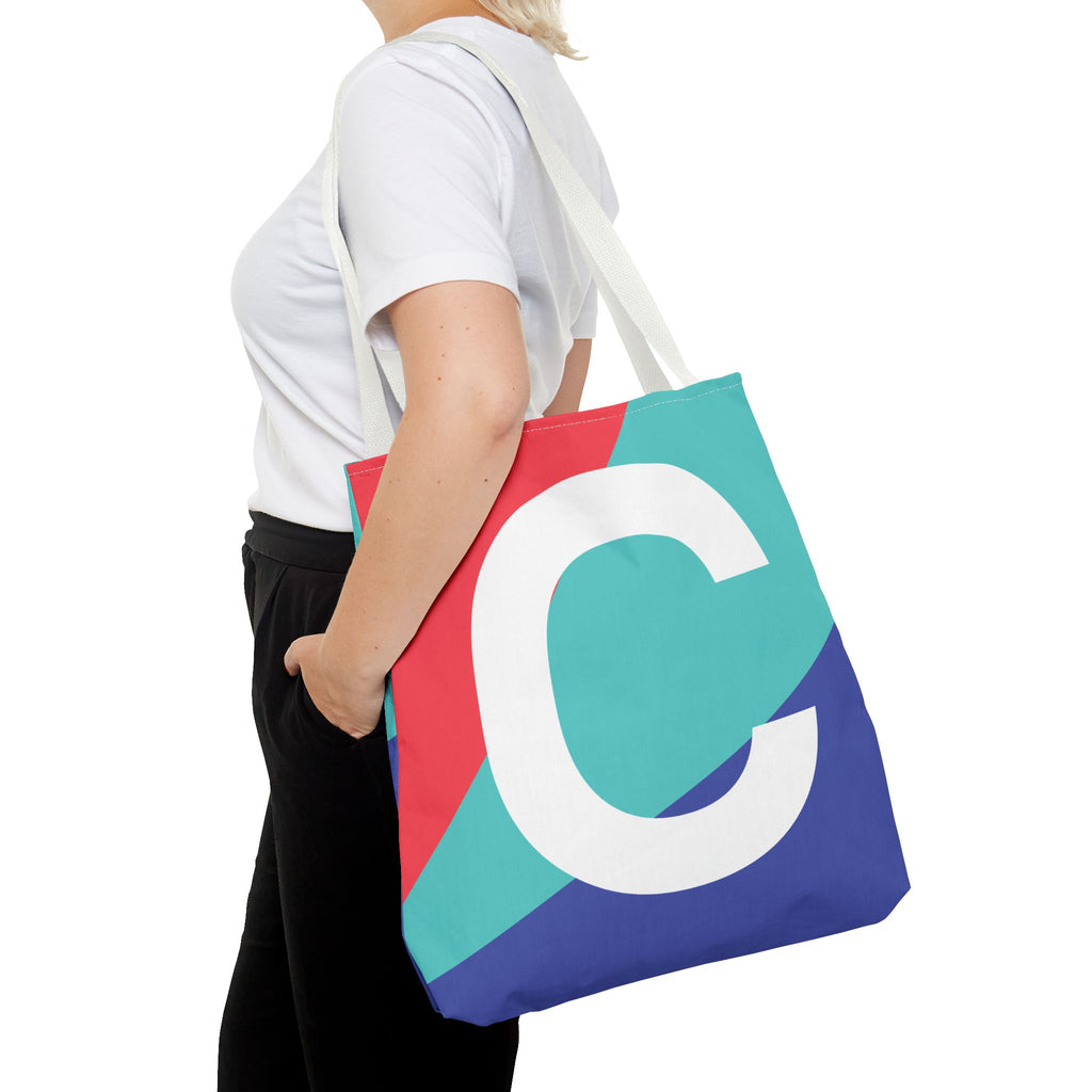Monogram 'C' Colorblock Tote Bag — Personalized Initial C Shoulder Tote