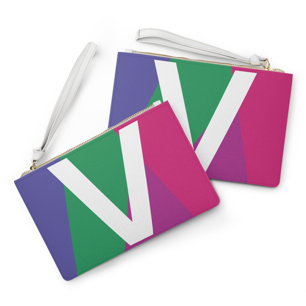 Monogram 'V' Colorblock Clutch Bag — Bold Geometric Wristlet for Everyday & Gifts