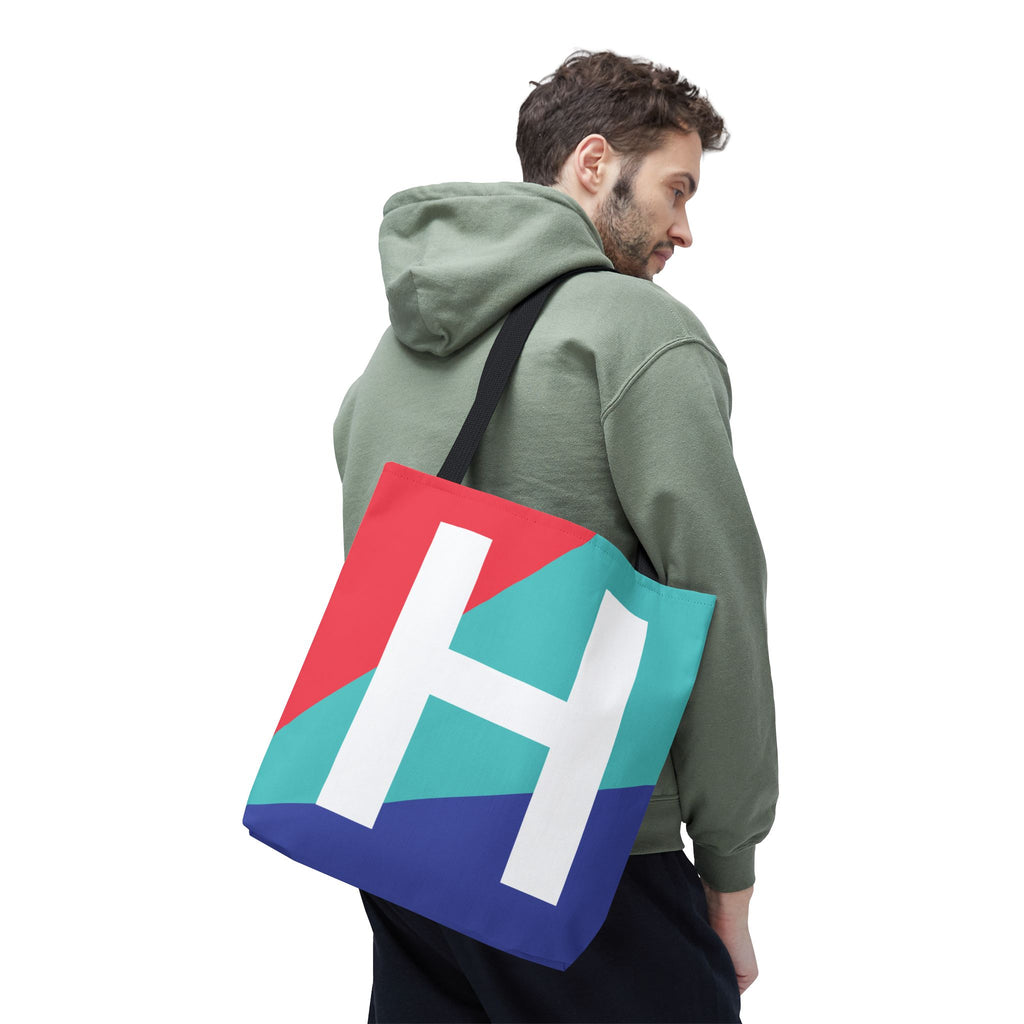 Monogram 'H' Colorblock Tote Bag — Personalized Initial H Shoulder Tote