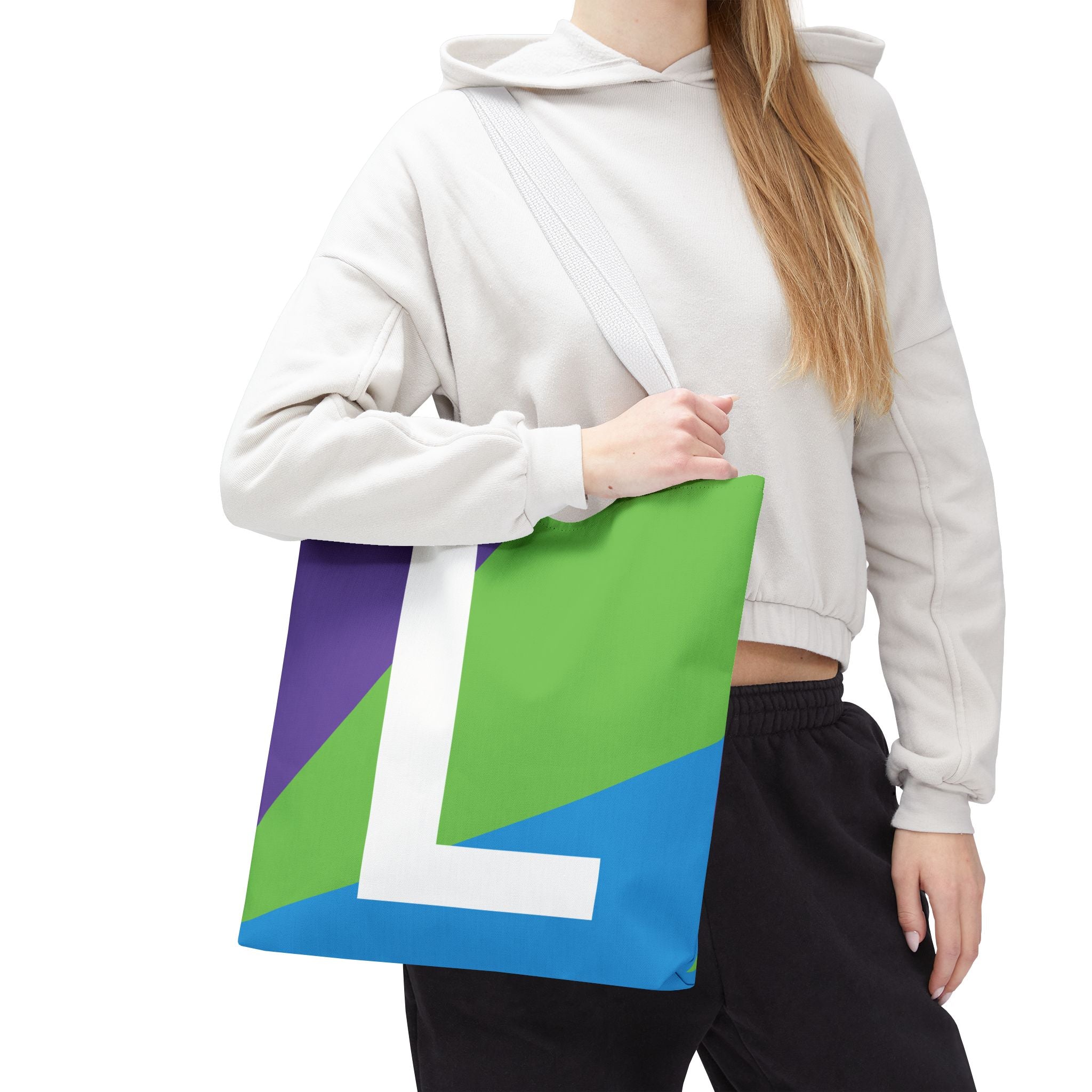 Monogram 'L' Colorblock Tote Bag — Personalized Initial L Shoulder Tote