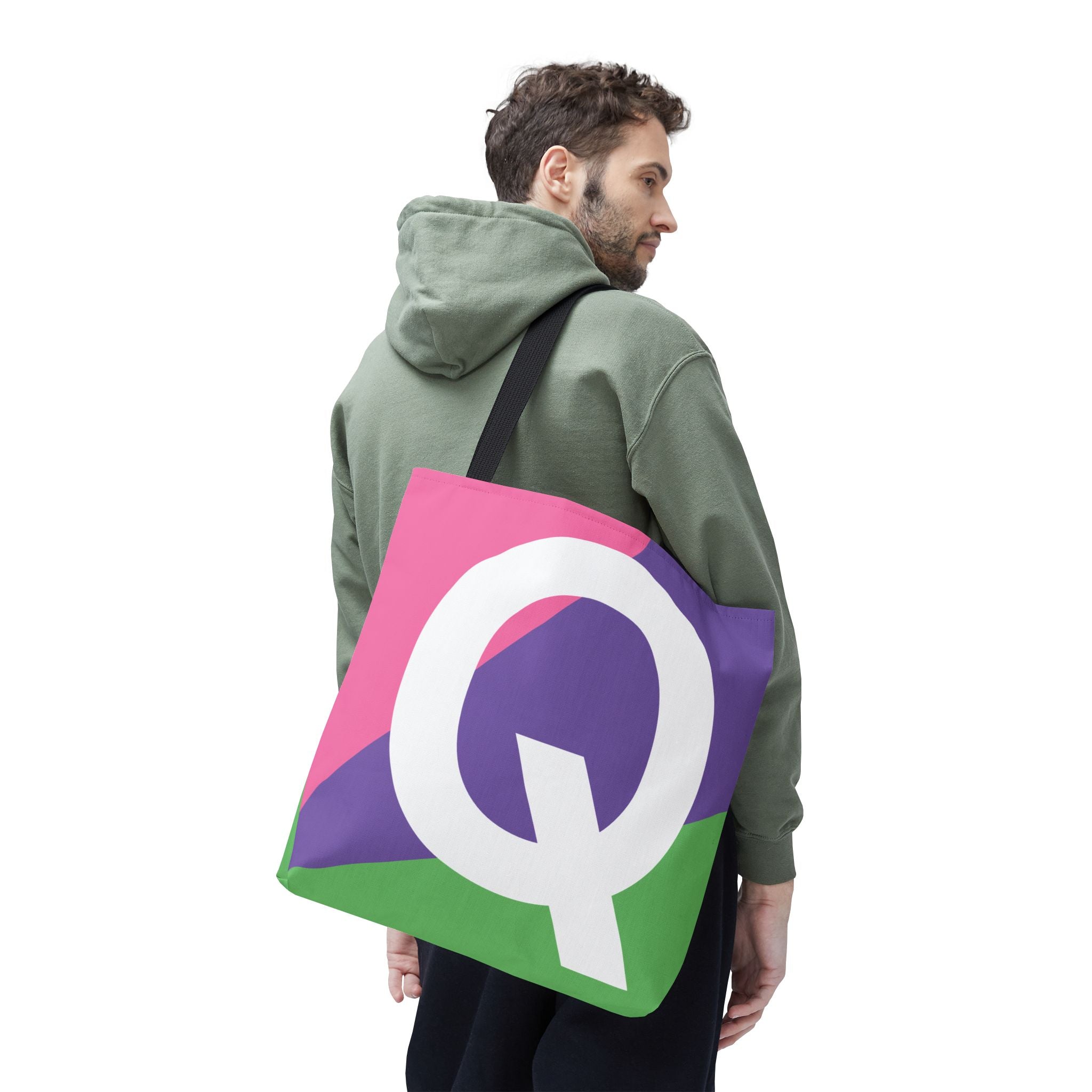 Monogram 'Q' Colorblock Tote Bag — Personalized Initial Q Shoulder Tote