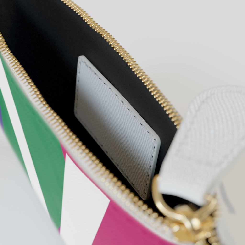 Initial V Mini Clutch — Colorblock Monogram Wristlet Wallet