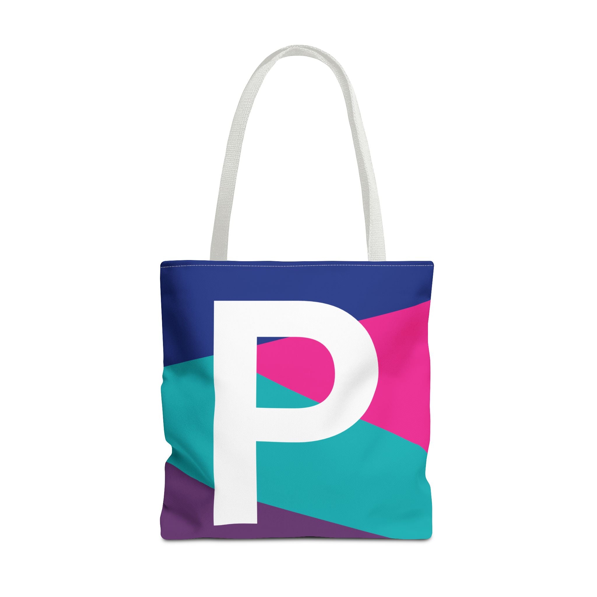 Monogram 'P' Colorblock Tote Bag — Personalized Initial P Shoulder Tote