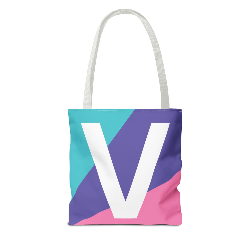 Monogram 'V' Colorblock Tote Bag — Personalized Initial V Shoulder Tote