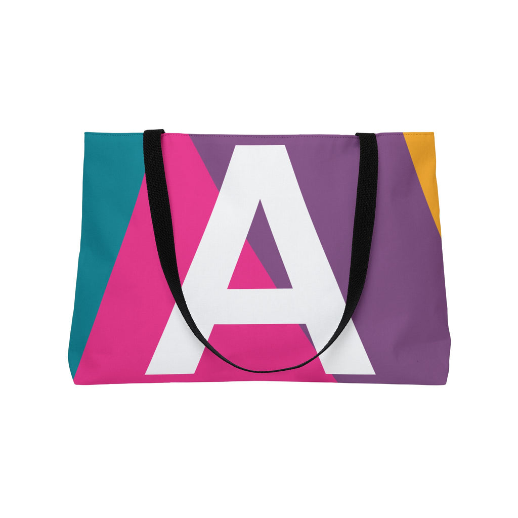 Personalized 'A' Colorblock Tote Bag — Monogram Weekender Tote