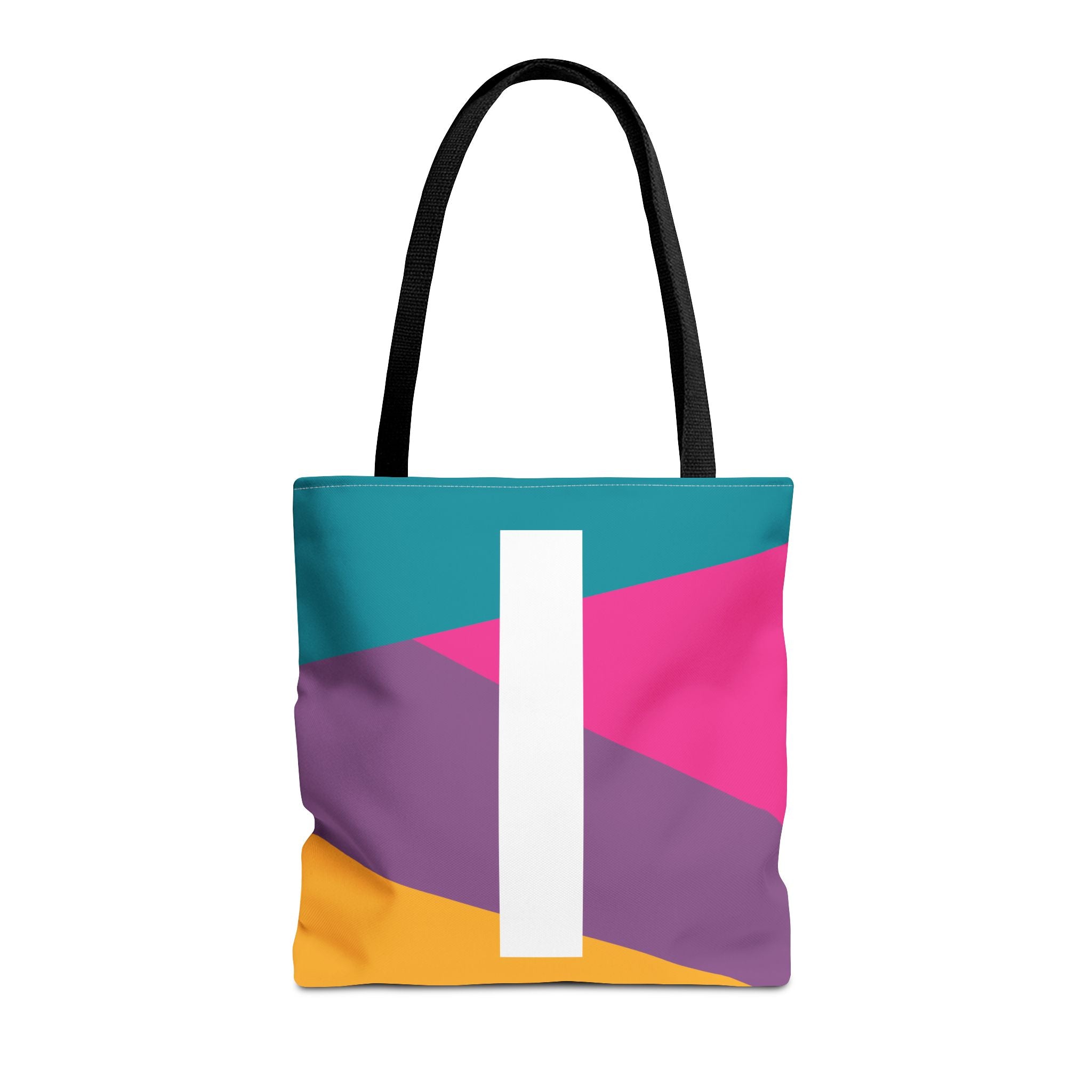 Monogram 'I' Colorblock Tote Bag — Personalized Initial I Shoulder Tote