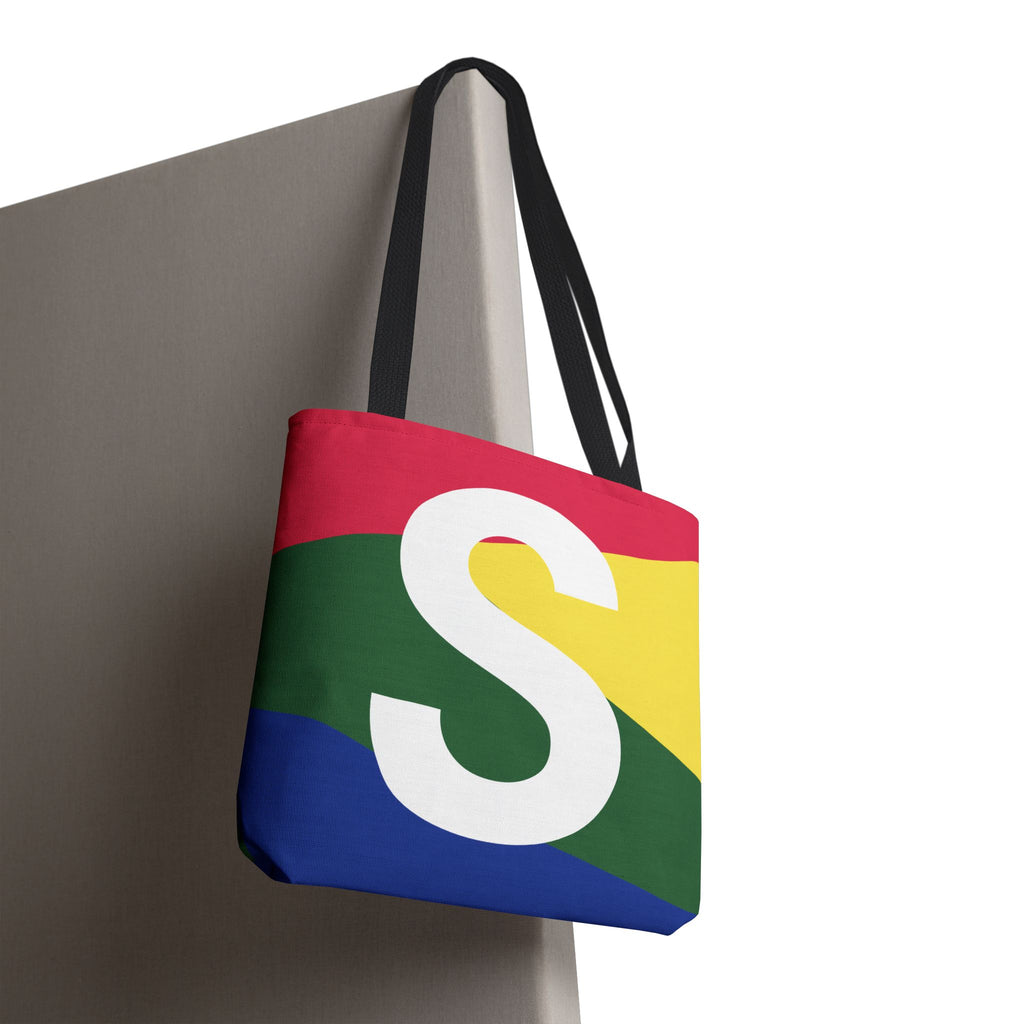Monogram 'S' Colorblock Tote Bag — Personalized Initial S Shoulder Tote