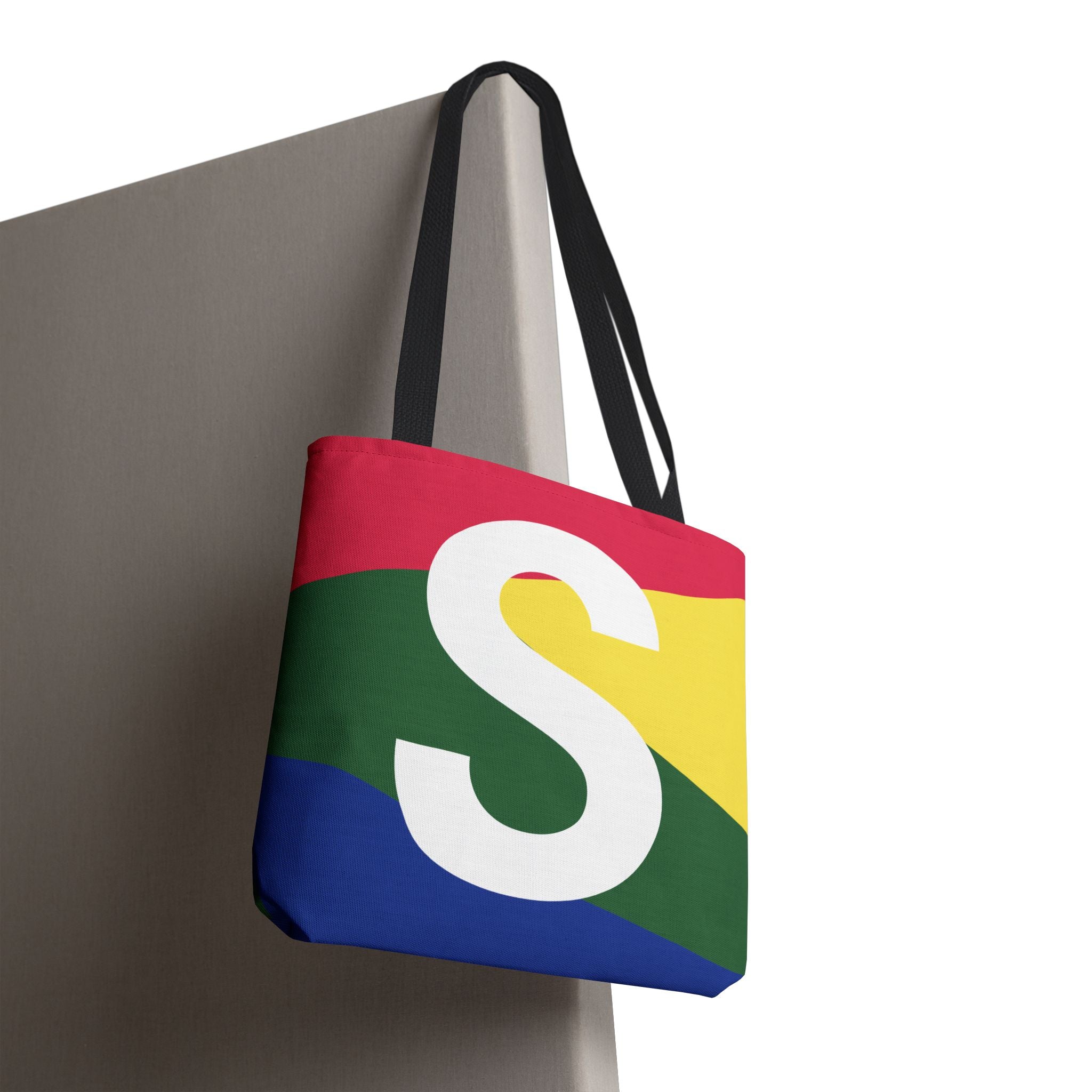 Monogram 'S' Colorblock Tote Bag — Personalized Initial S Shoulder Tote