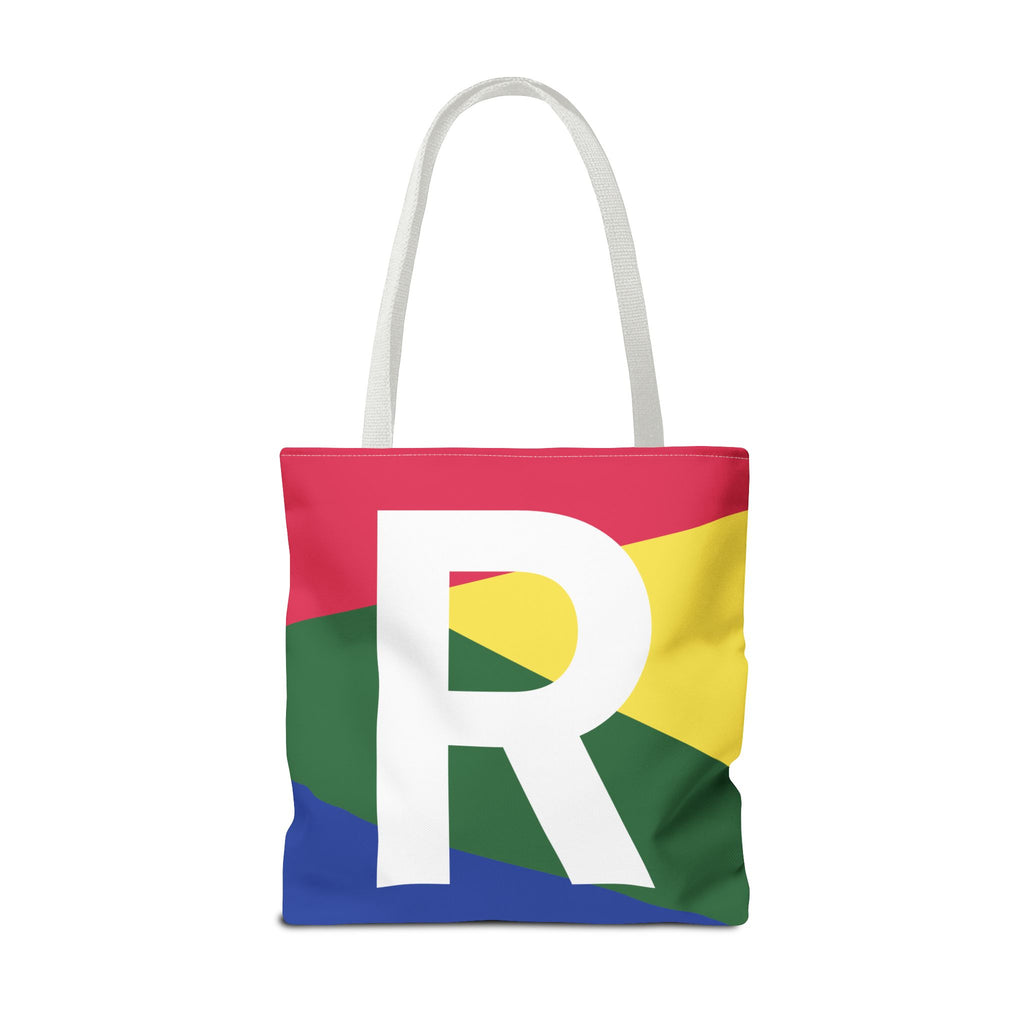 Monogram 'R' Colorblock Tote Bag — Personalized Initial R Shoulder Tote