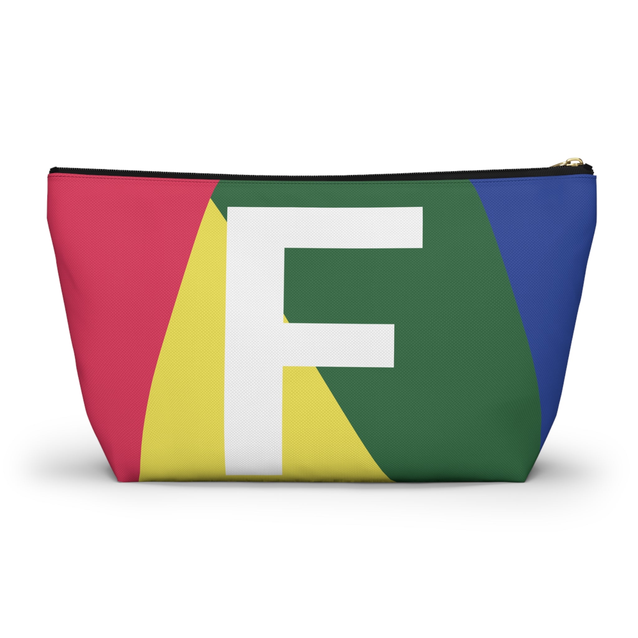 Initials Colorblock Accessory Pouch — Monogram F T-Bottom Cosmetic Bag