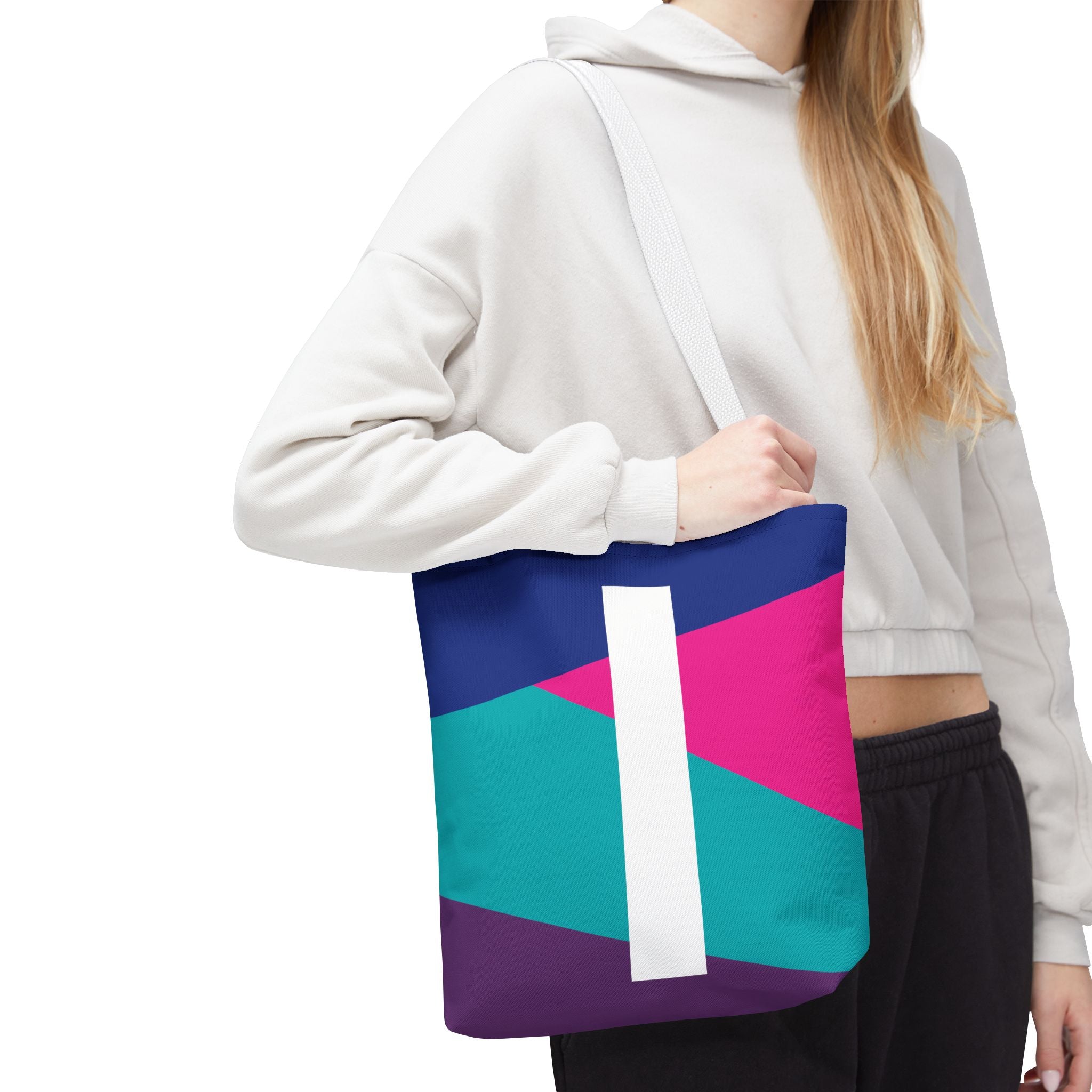 Monogram 'I' Colorblock Tote Bag — Personalized Initial I Shoulder Tote