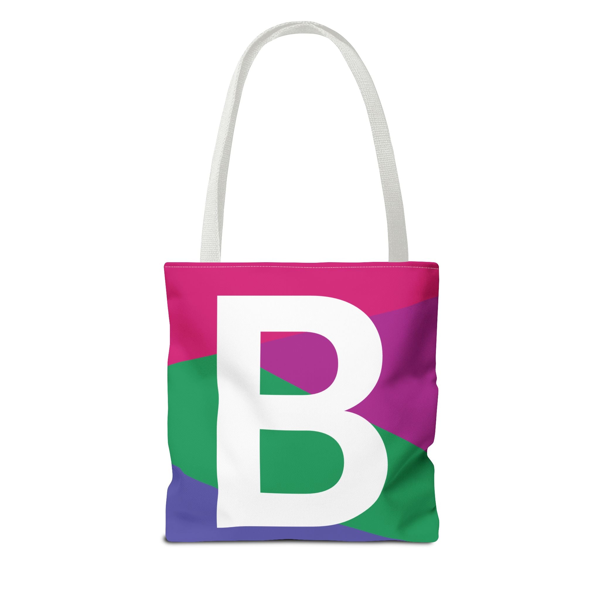 Monogram 'B' Colorblock Tote Bag — Personalized Initial B Shoulder Tote