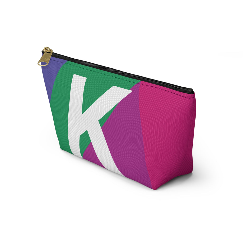 Initials Colorblock Accessory Pouch — Monogram K T-Bottom Cosmetic Bag