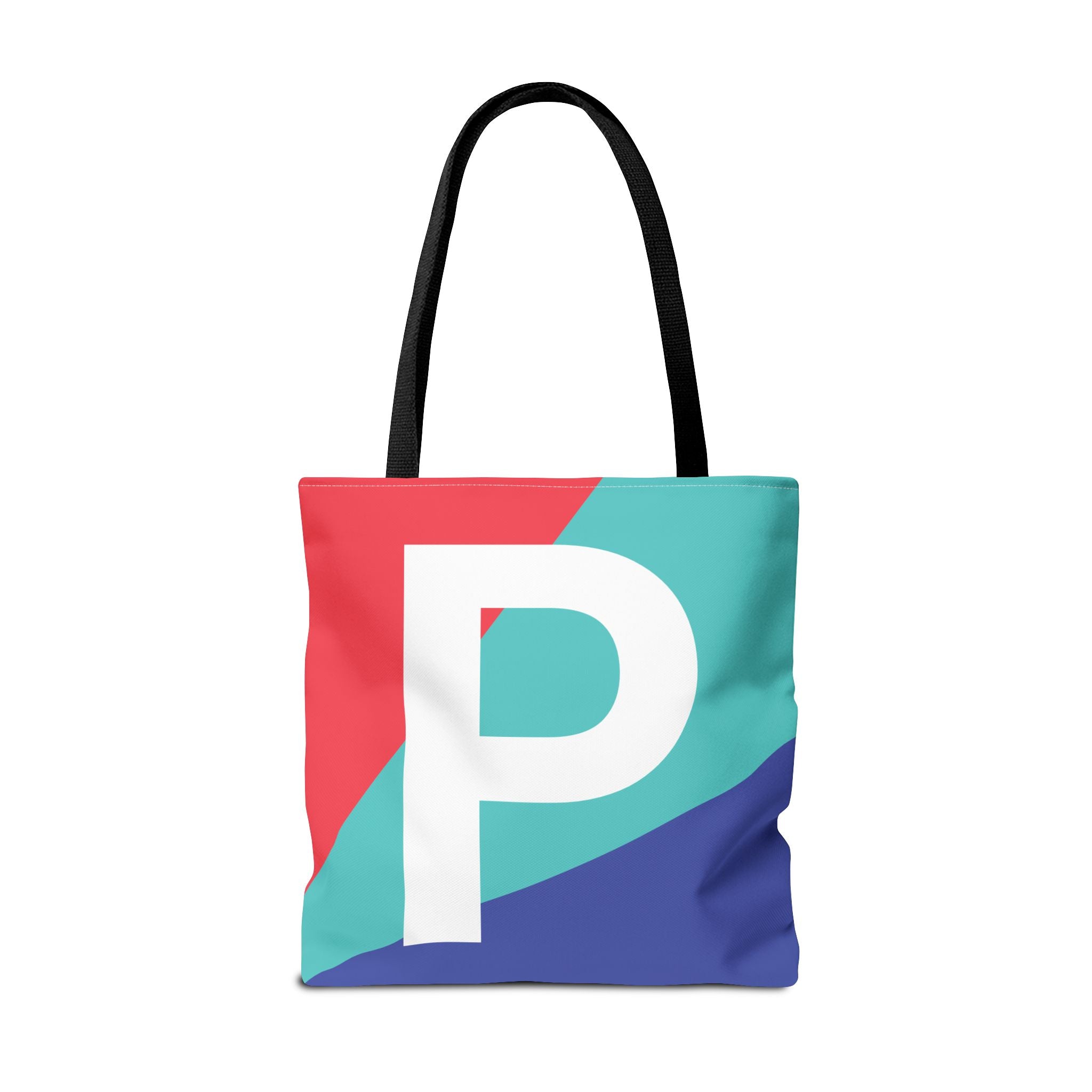 Monogram 'P' Colorblock Tote Bag — Personalized Initial P Shoulder Tote