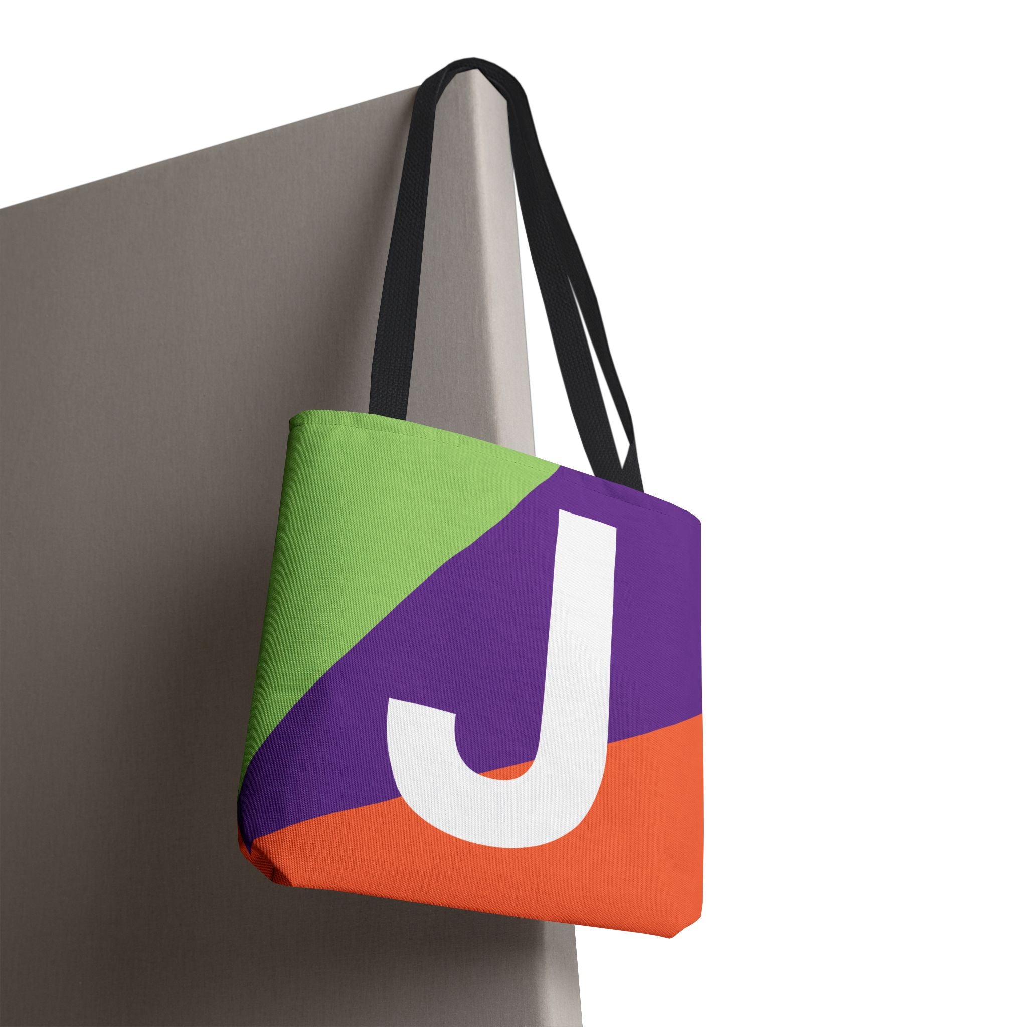 Monogram 'J' Colorblock Tote Bag — Personalized Initial J Shoulder Tote