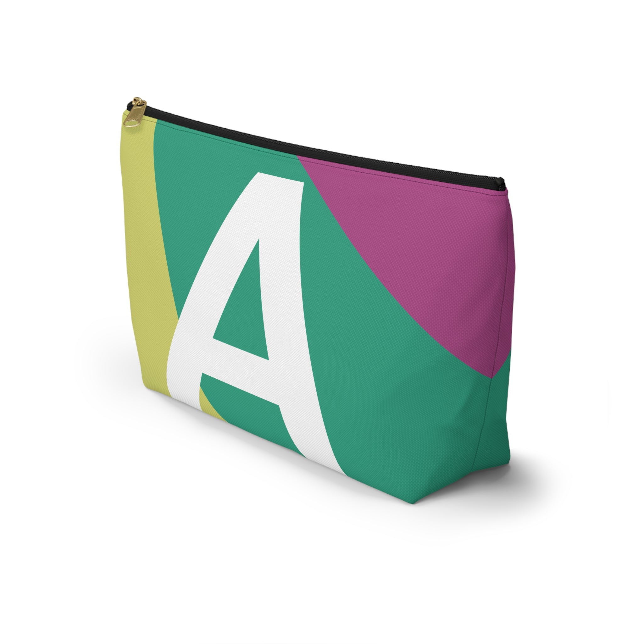 Initials Colorblock Accessory Pouch — Monogram A T-Bottom Cosmetic Bag